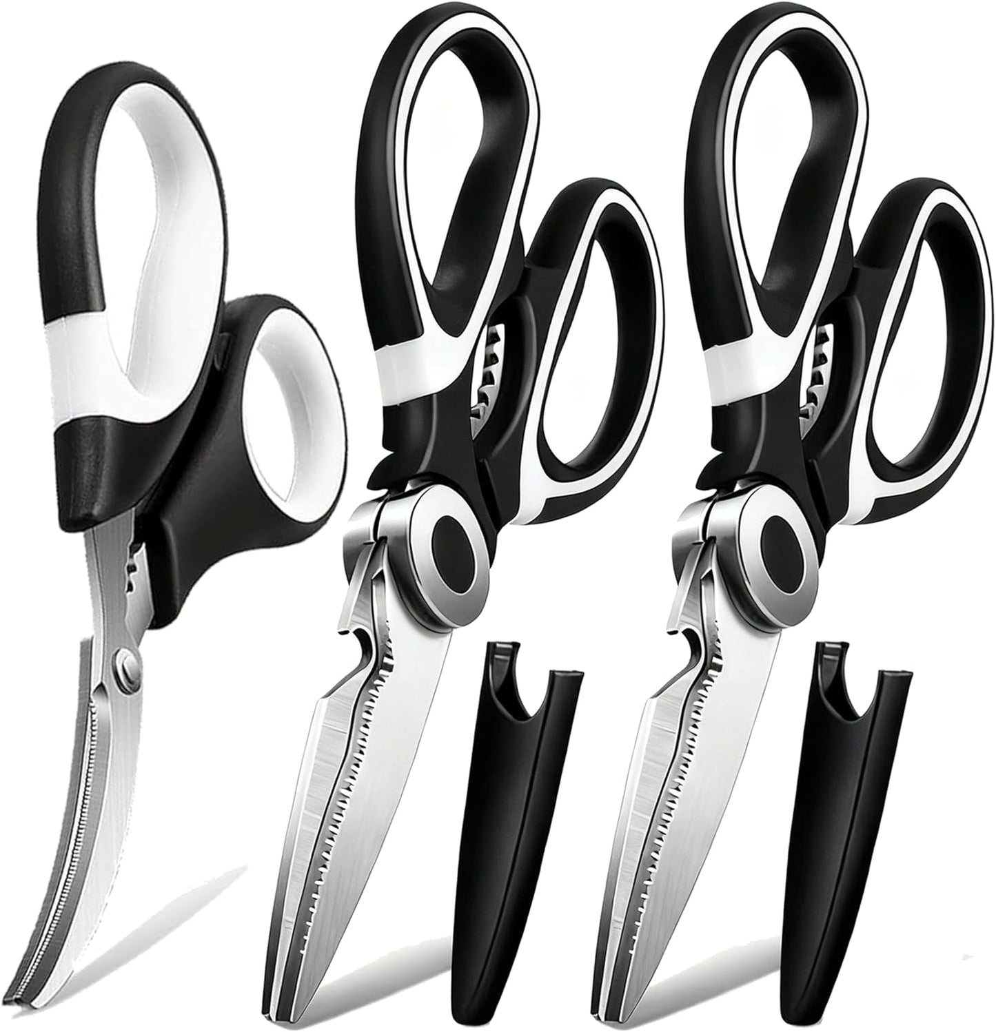 Kitchen Scissors All Purpose 3 Pack - Heavy Duty Stainless Steel Cooking Shears for Cutting Meat, Food, Fish, Poultry Multipurpose Sharp Sissors for Dishwasher Safe