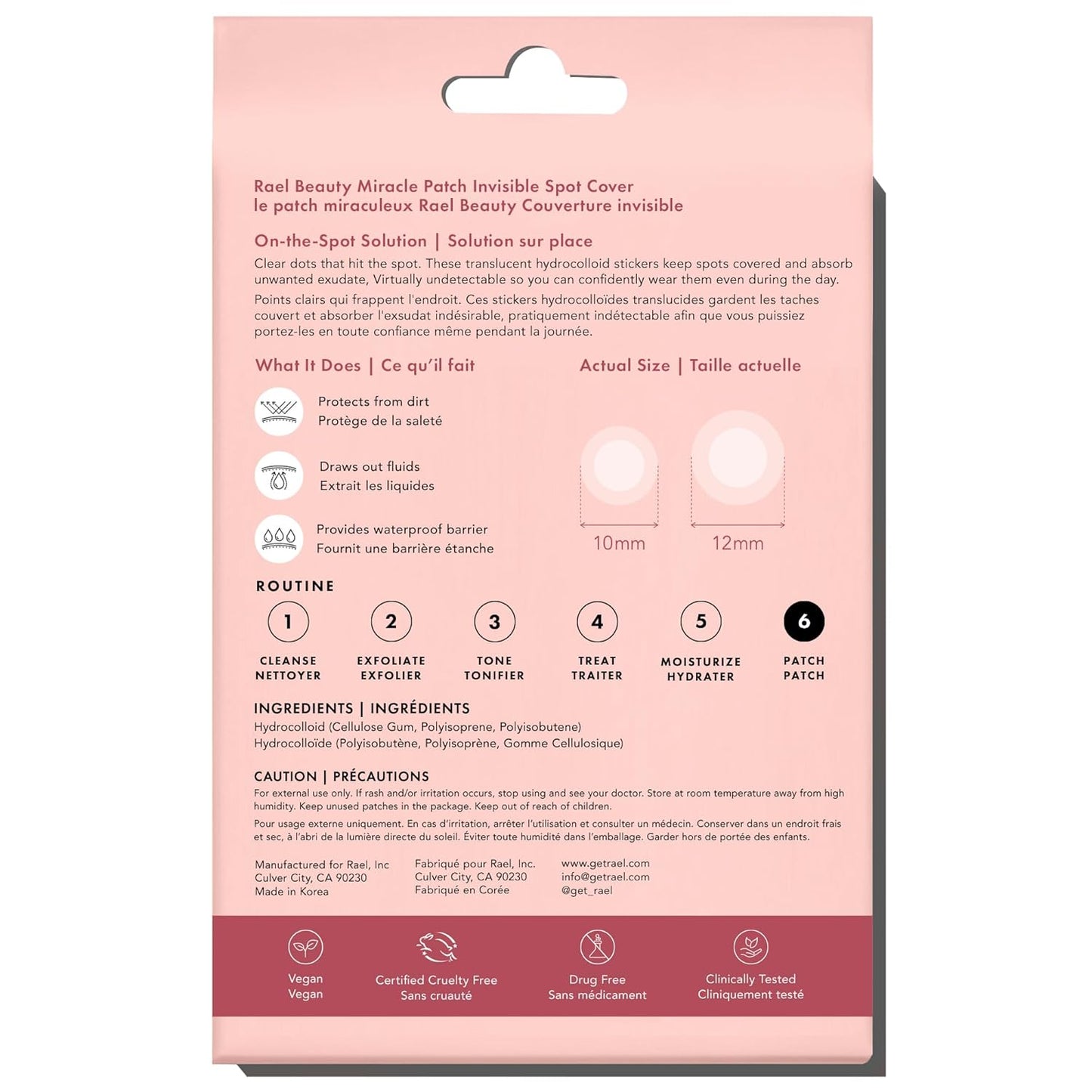 Rael Pimple Patches, Miracle Invisible Spot Cover - Hydrocolloid Acne Patch, Treatment for Breakouts, Absorbs Zits & Blemish, Korean Skin Care, 2 Sizes (96 Count)