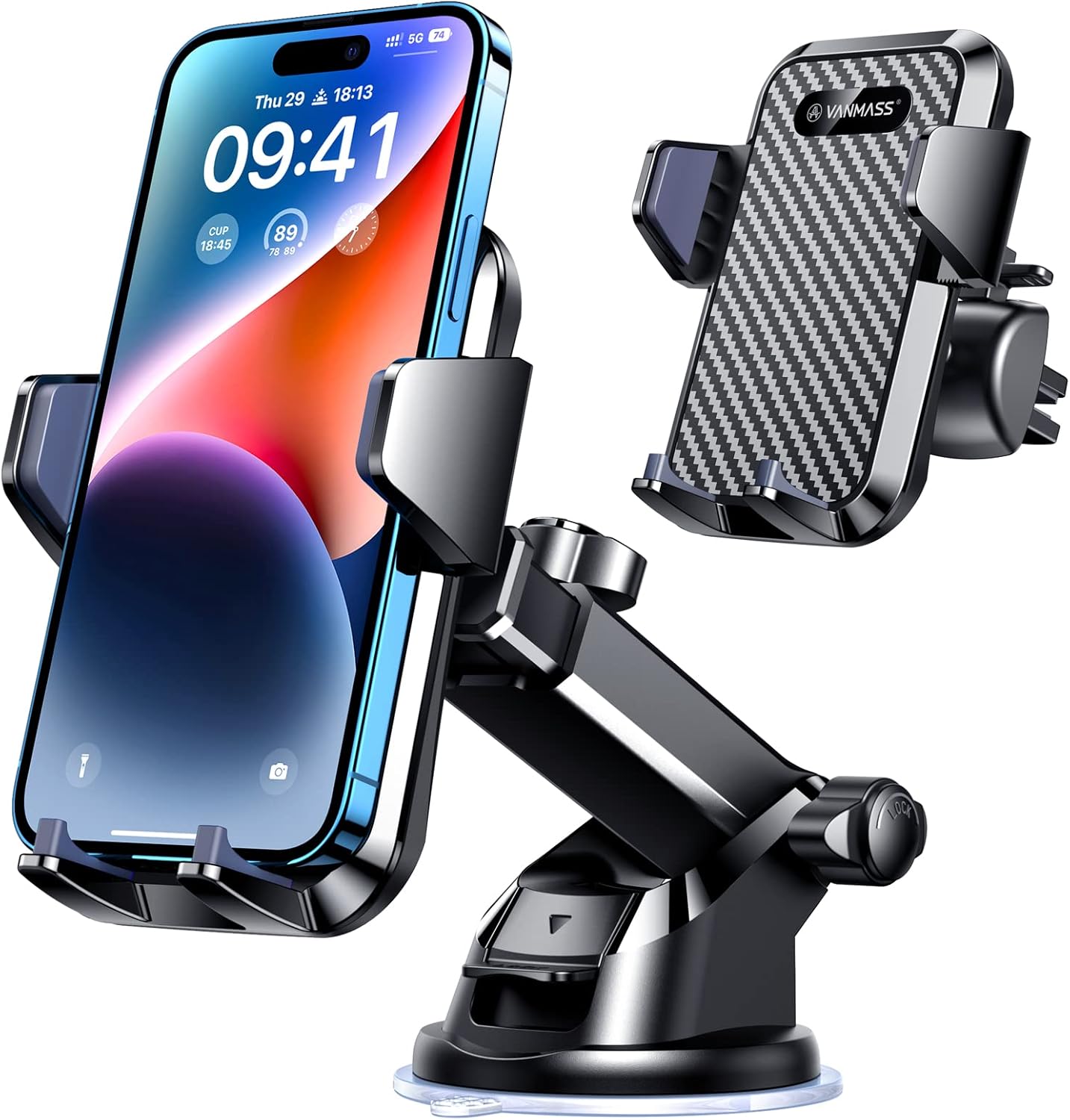 VANMASS 85+LBS Strongest Suction & Military-Grade 2025 Ultimate Car Phone Mount Patent & Safety Certs Cell Phone Holder Truck Stand for Dashboard Windshield Vent for iPhone 17 Pro Max 16 15 Samsung