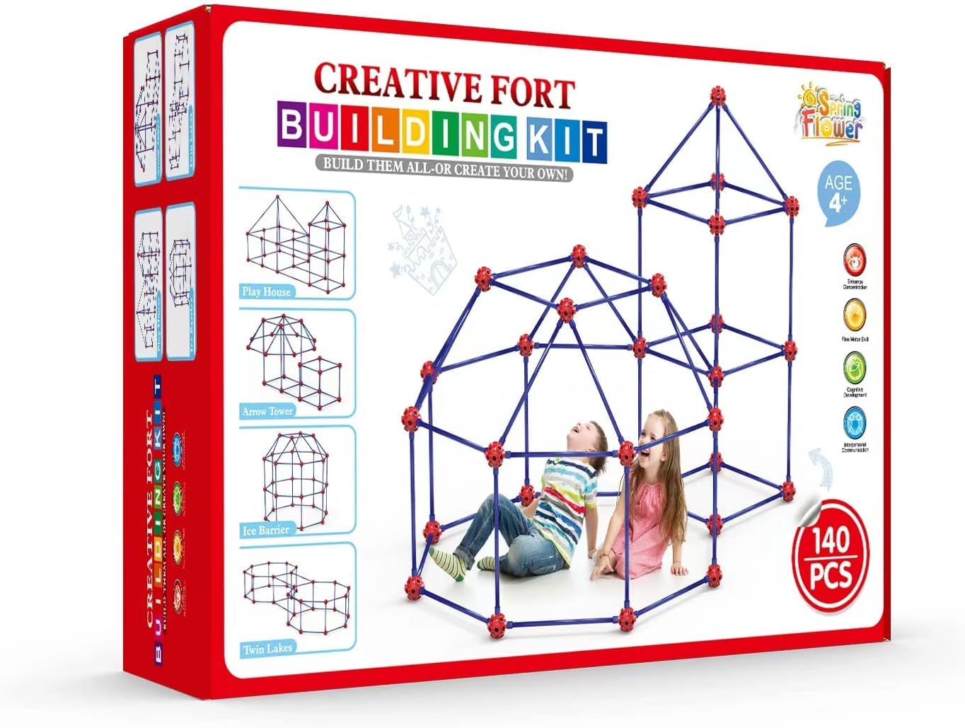 Fort Building Kit for Kids,STEM Construction Toys, Christmas & Birthday Gift for 4 5 6 7 8 9 10 11 12 Years Old Boys and Girls,Ultimate Creative Set for Indoor & Outdoors Activity,140 Pcs,Original