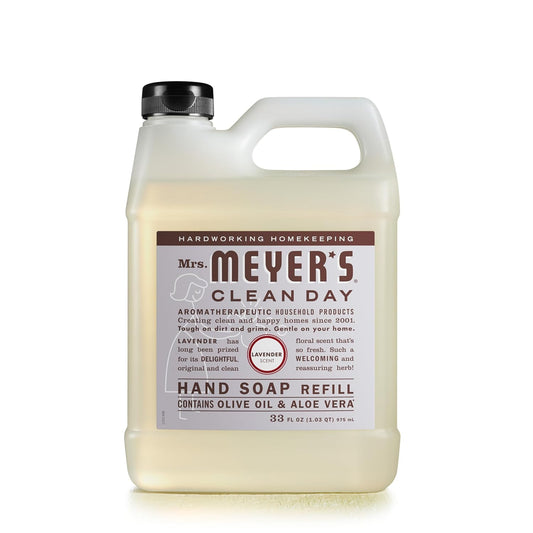 MRS. MEYER'S CLEAN DAY Liquid Hand Soap Refill, Cruelty Free and Biodegradable Formula, Lavender Scent, 33 Fl Oz (Pack of 1)