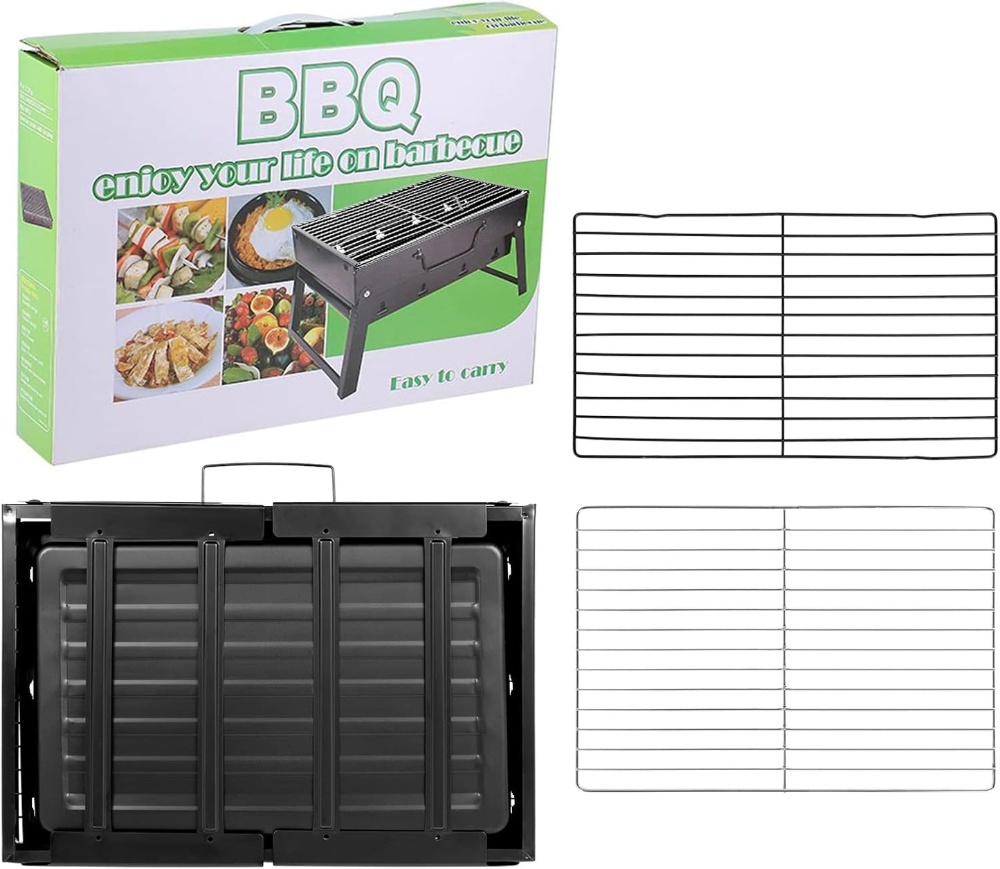 Uten Charcoal Grill, BBQ Grill Folding Portable Lightweight smoker Grill, Barbecue Grill Small desk Tabletop Outdoor Grill for Camping Picnics Garden Beach Party 17''x11.6''x 2.6''