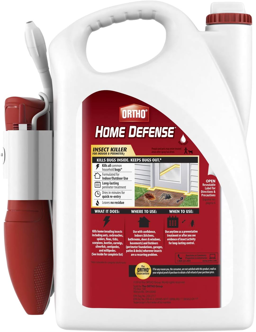 Ortho Home Defense Insect Killer for Indoor and Perimeter2 with Comfort Wand, Controls Ants, Roaches, Spiders and More, 1.33 gal