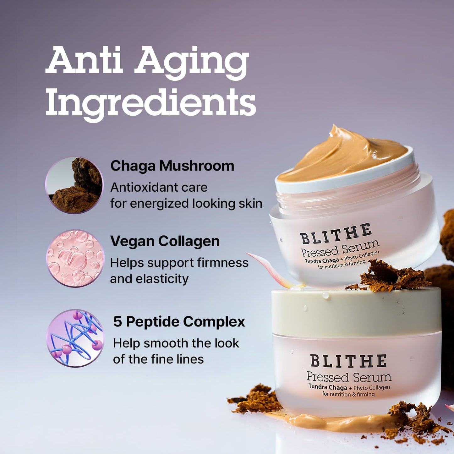 BLITHE Pressed Serum Tundra Chaga | Korean Moisturizer | Anti Aging & Skin Tightening Cream for Face | Night Cream For Woman Anti Aging | Valentines Day Gifts For Her, 0.91 fl oz