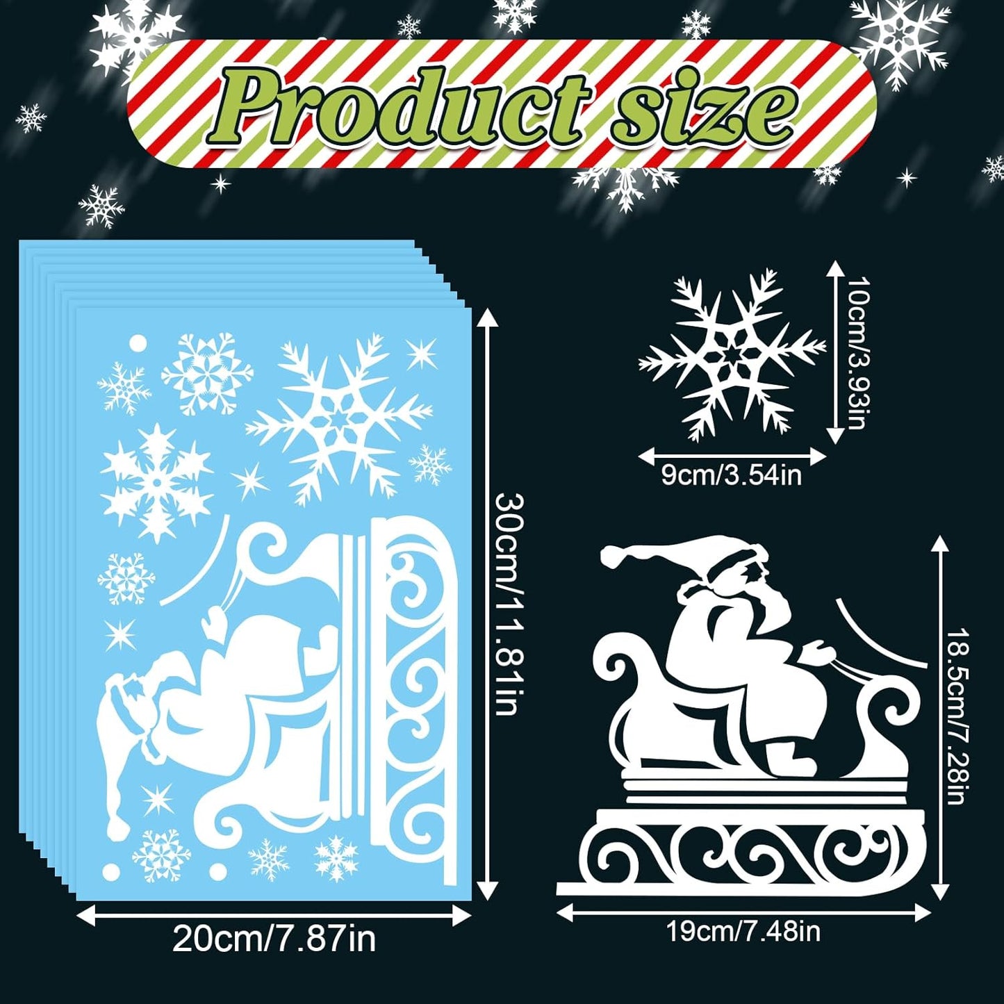 Christmas Window Clings 146Pcs Christmas Window Stickers Double-Sided White House Xmas Window Clings for Glass Decoration Snowman Snowflake Self Adhesive Windows Decals for Christma Holiday Party