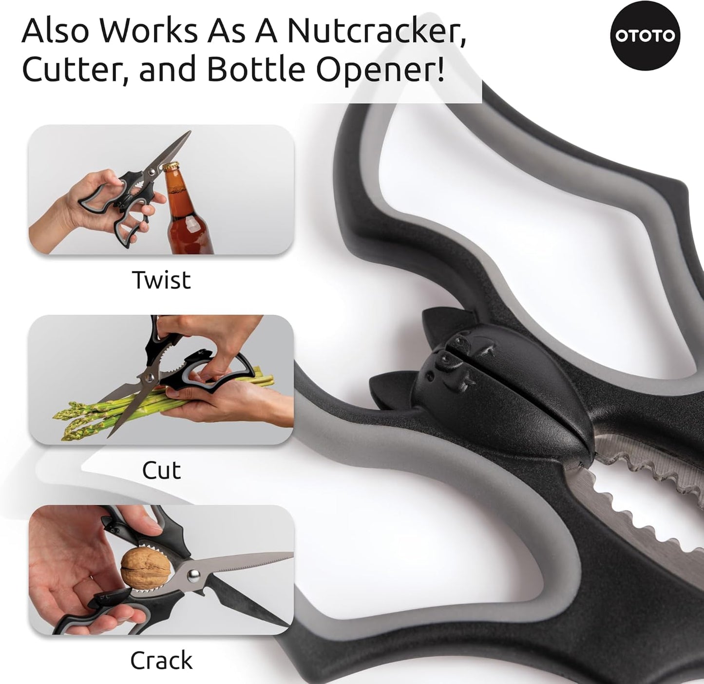 OTOTO Elizabat Kitchen Scissors - Halloween Goth Cute Bat Kitchen Shears, Gothic Scissors Utensils - Spooky Bats Halloween Gifts, Cute Gadgets