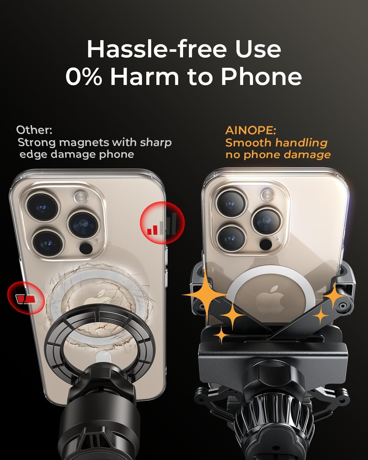 AINOPE for iPhone 17 Pro Max Car Mount Phone Holders for Your Car Slide Design Air Vent Phone Mount [Top Clamp] Cell Phone Holder Car Interior Accessories for iPhone Air 17 Pro Max 16 Samsung S25
