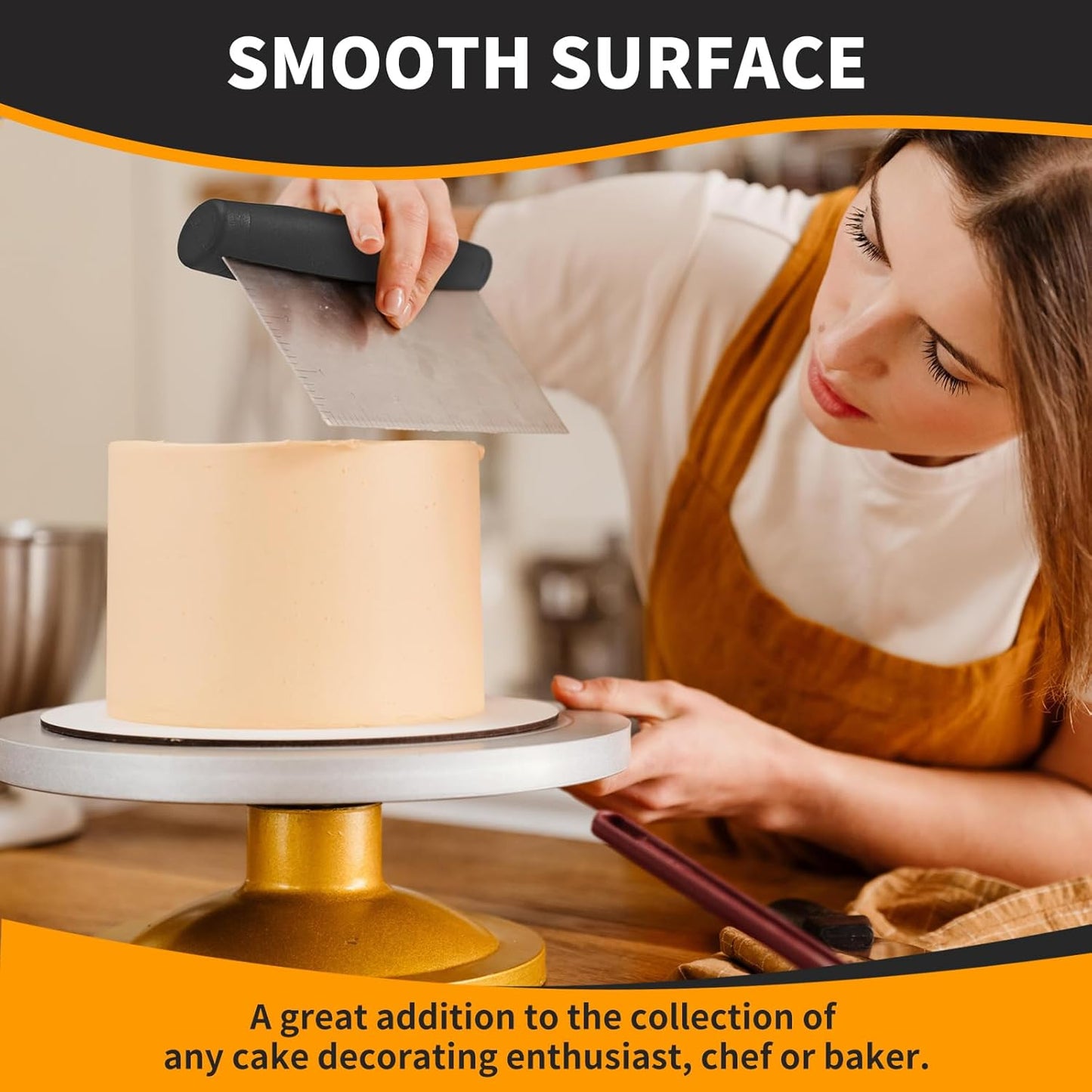 ALLTOP Bench Scraper & Chopper for Kitchen - Ideal Baking Essential Utensil,Stainless Steel Pastry/Dough/Food Cutter Tool for Cake Pizza Bread,Cooking - 1 Pack,Black