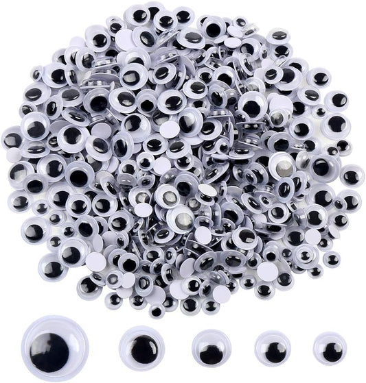 DECORA 500 Pieces 6mm -12mm Black Wiggle Googly Eyes with Self-Adhesive for Crafts Decorations