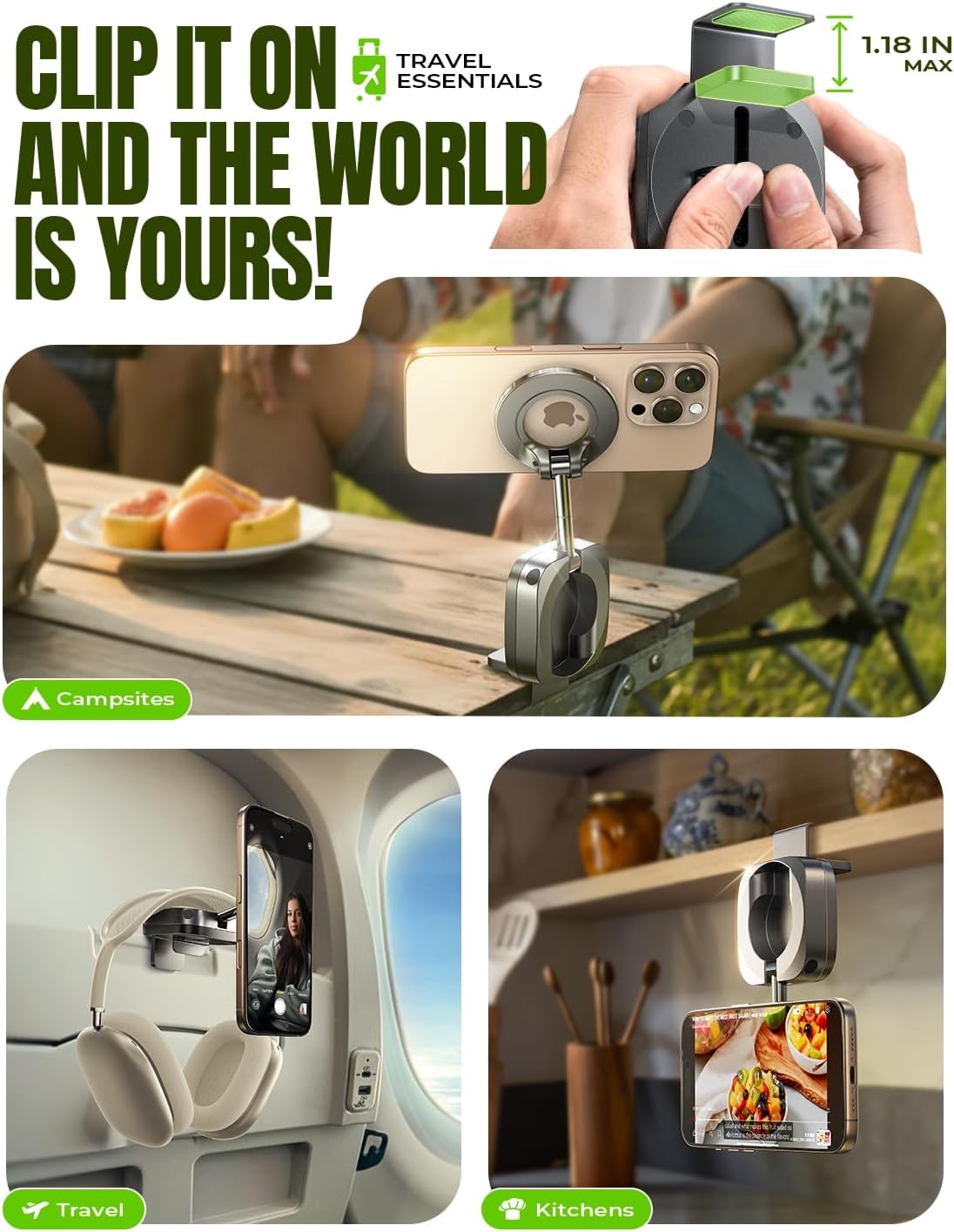 LISEN Travel Gifts Christmas for Gifts Airplane Gadgets Men Mini Travel Essentials Phone Holder Stocking Stuffers for Women MagSafe Accessories Vacation Cruise Essentials 2026 Long Flight Must Have