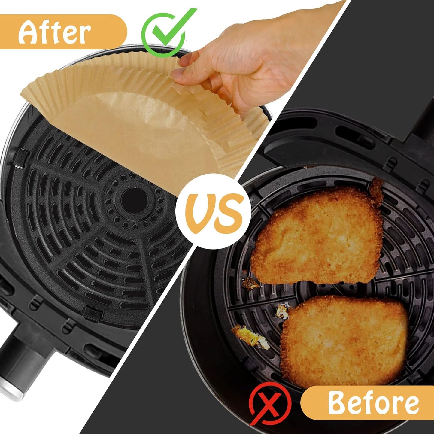 Air Fryer Liners for Ninja Air Fryer, 100 Pcs Disposable Paper Liner for most 4-8QT AirFryer