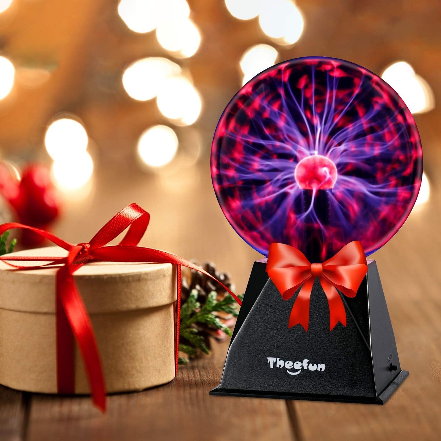 Theefun Plasma Ball: 6 Inch Plasma Globe Touch & Sound Sensitive Ball Lamp Electric Lightning Novelty Light for Parties, Home, Prop, Room Decoration, Christmas Gifts