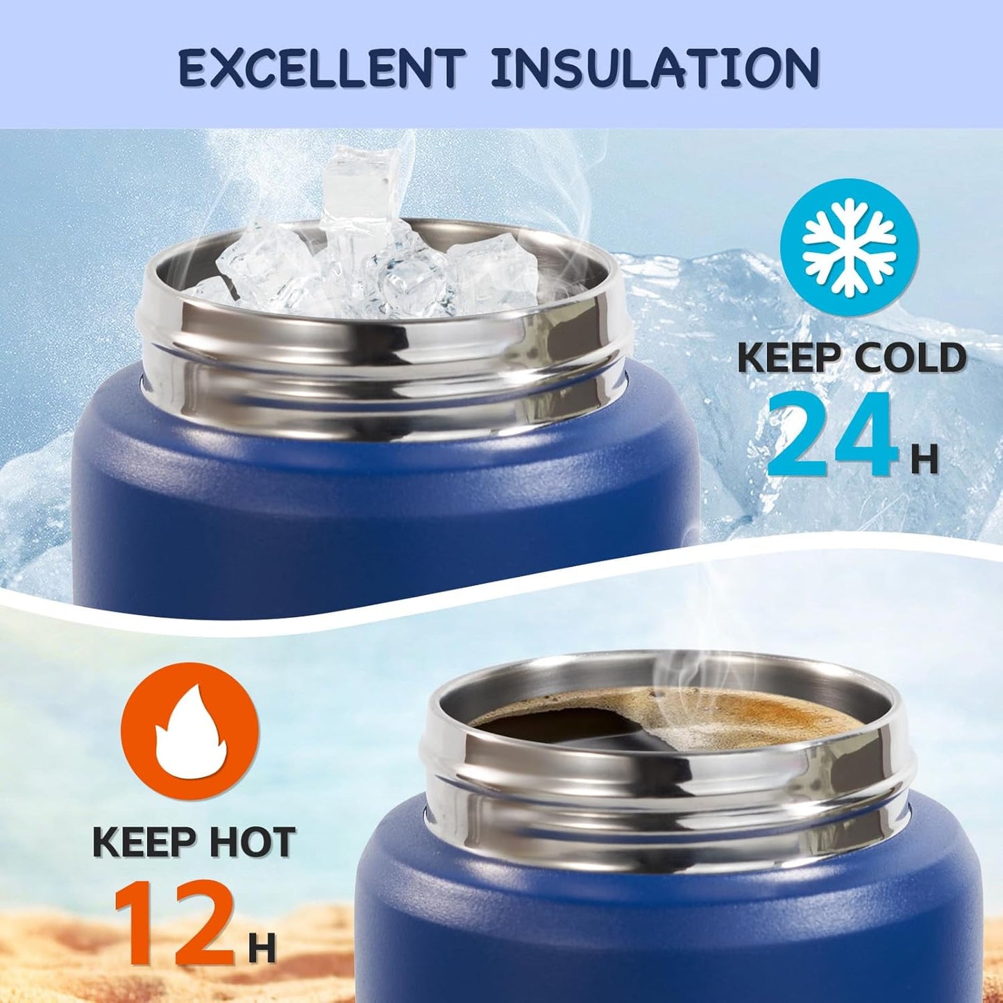 Kerilyn 12oz Kids Water Bottle, Stainless Steel Insulated Water Bottle For Kids, Toddler Cup With Straws Leak-proof, Kids Water Bottles For School Boys Girls, BPA Free, Blue