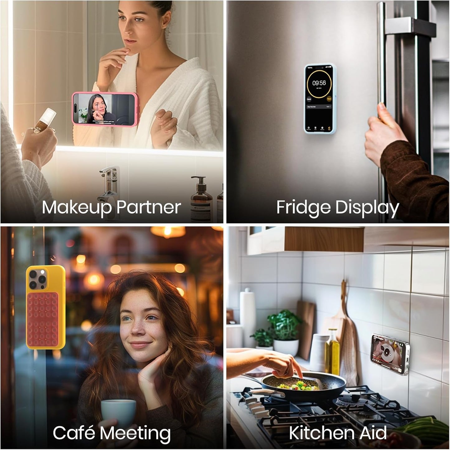 Klearlook Silicone Double-Sided Suction Cup Phone Case Detachable Mount, Sticky Phone Grip with Higher Suction Power for iPhone, Hands-Free Phone Accessories Holder for Selfies and Videos, Light Pink