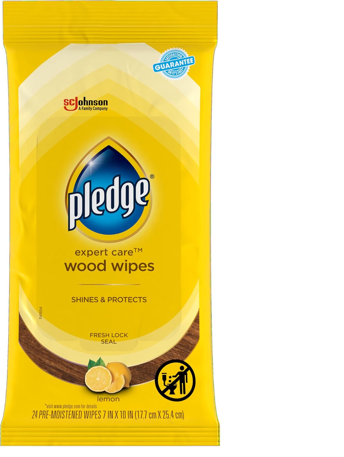 Pledge Expert Care Enhancing Wood Wipes, Lemon Scent, 24 Count