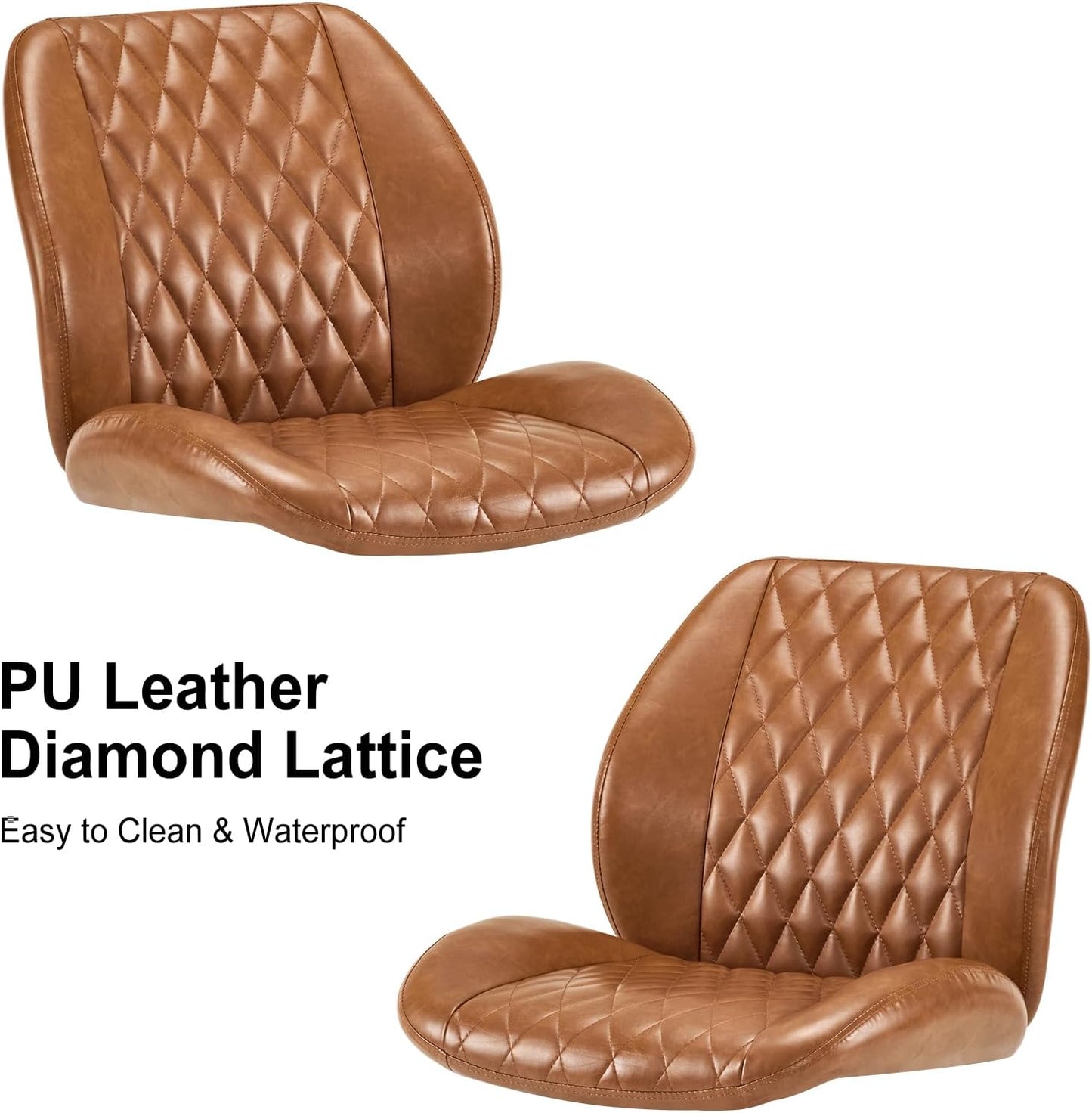 YFO Home Office Desk Chair Office Rubber Casters Ergonomic Computer Chair with Lumbar Support Adjustable Height Rolling Swivel Executive Task Armrests Chair， Brown Leather