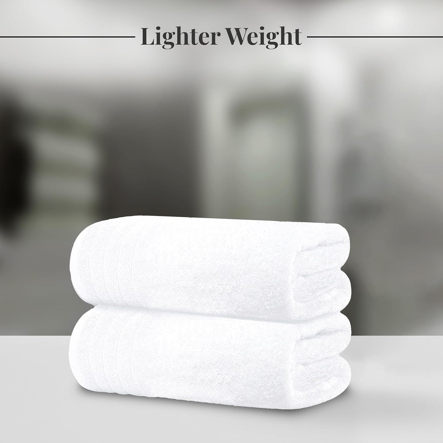 Tens Towels Pack of 4 Extra Large Bath Towels 30 x 60 Inches, 100% Cotton, Larger & Lighter Weight, Quicker to Dry, Super Soft and Absorbent, Perfect for Bathroom, White
