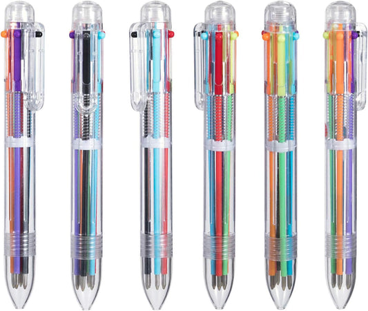 Favide 22 Pack 0.5mm 6-in-1 Multicolor Ballpoint Pen,6-Color Retractable Ballpoint Pens for Office School Supplies Students Children Gift,Kids Party Favors