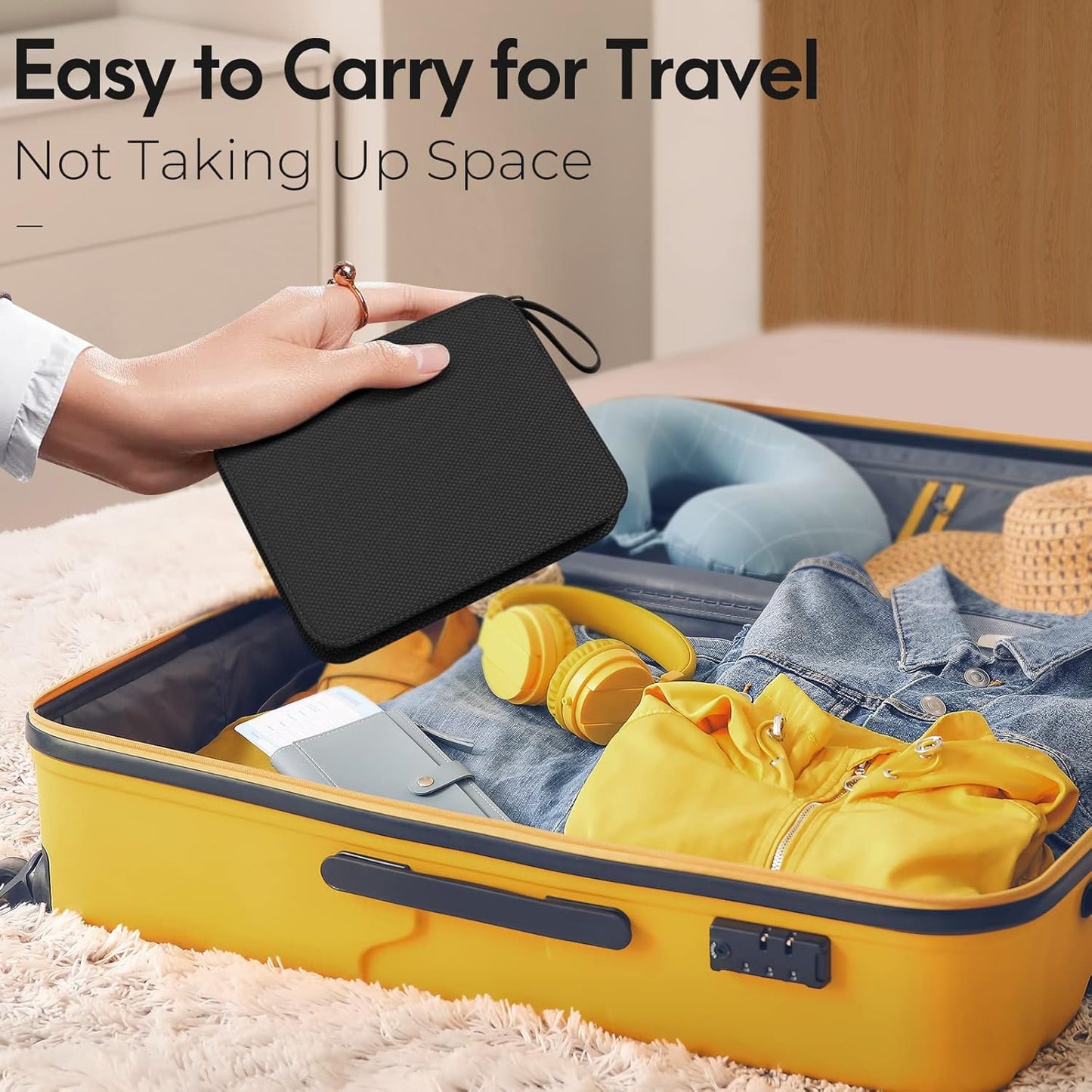 Coquimbo Sewing Kit Stocking Stuffers Christmas White Elephant Gifts for Adults Teen Girls Grandma Beginner Traveler, Portable Sewing Supplies Accessories with Thread, Needles, Scissors (Black, M)