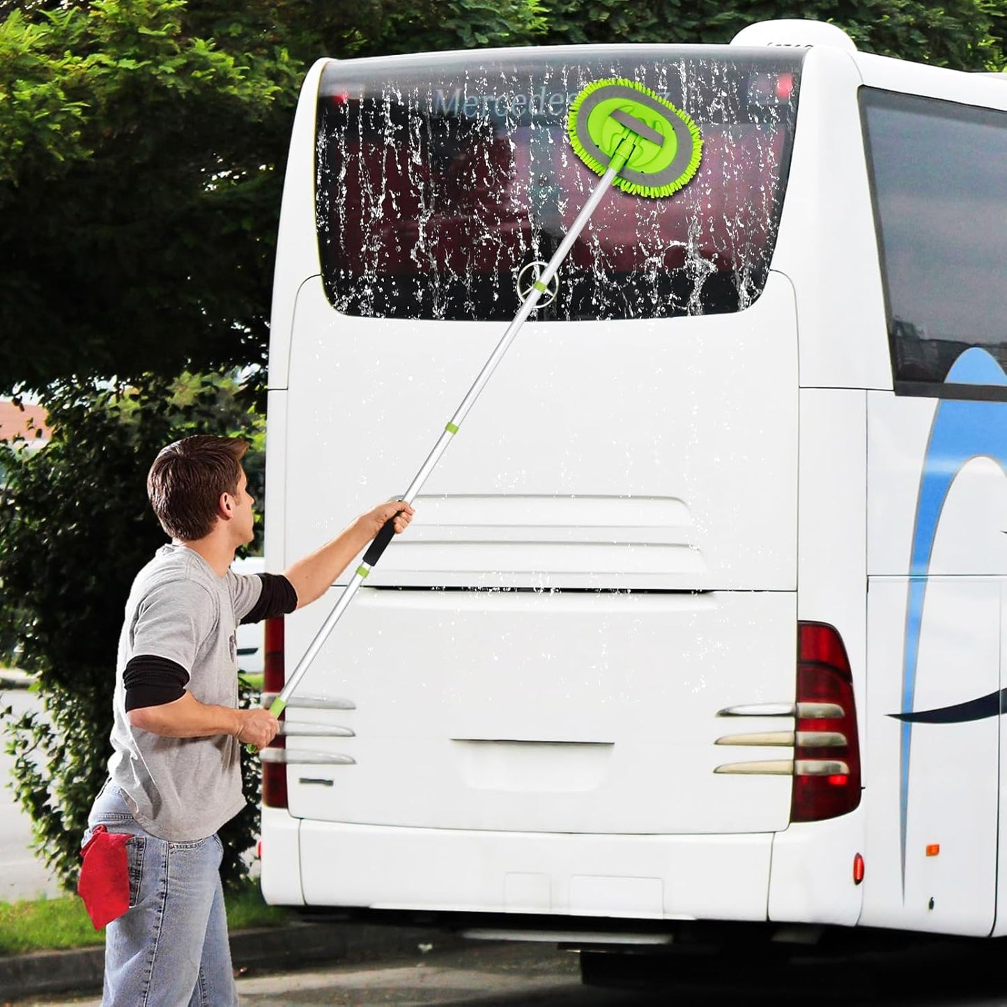 Ordenado 62" Car Wash Brush Kit Mitt Mop Sponge with Long Handle Chenille Microfiber Car Cleaning Brush Kit Supplies Car Washing Mop Kit Car Care Kit of Scratch-Free Replacement Head for Car RV Truck