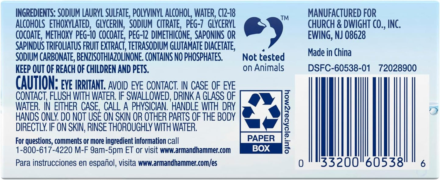 ARM & HAMMER Power Sheets Laundry Detergent, Fragrance Free, Dermatologist Tested Concentrated Laundry Detergent Sheets, 50 Count, up to 100 Small Loads