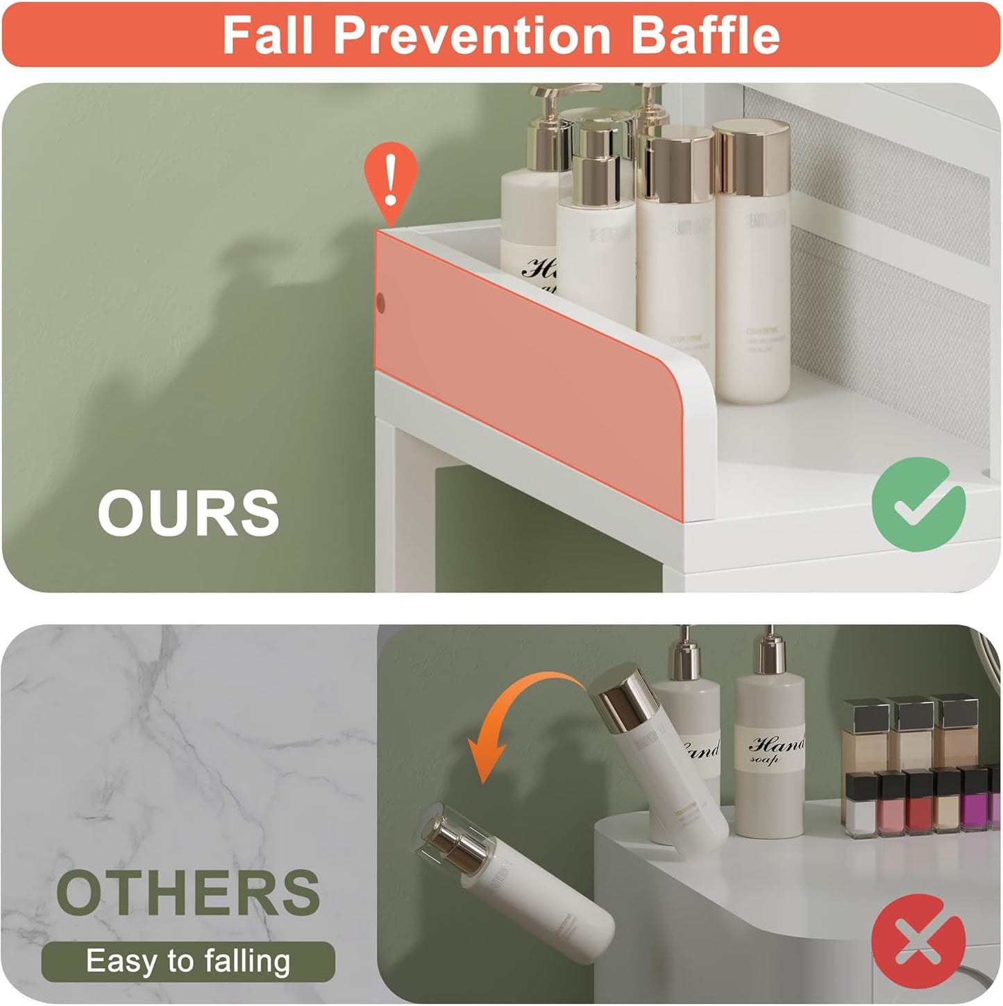 Vanity Desk with Mirror and Lights, 28.4''W Small Makeup Vanity Table with Height-Adjustable Stand, 2 Fabric Drawers Compact Makeup Desk, Gift for Girls, Bedroom Small Space, White