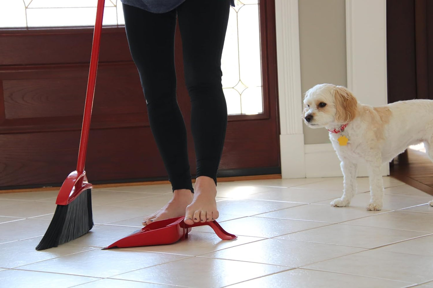 O-Cedar Pet Pro Broom with Step-On Dustpan | Remove 99% with One Sweep | DustPan Removes 3 Times More Pet Hair | Quiet Cleaning Tool for Cat and Dog Owners