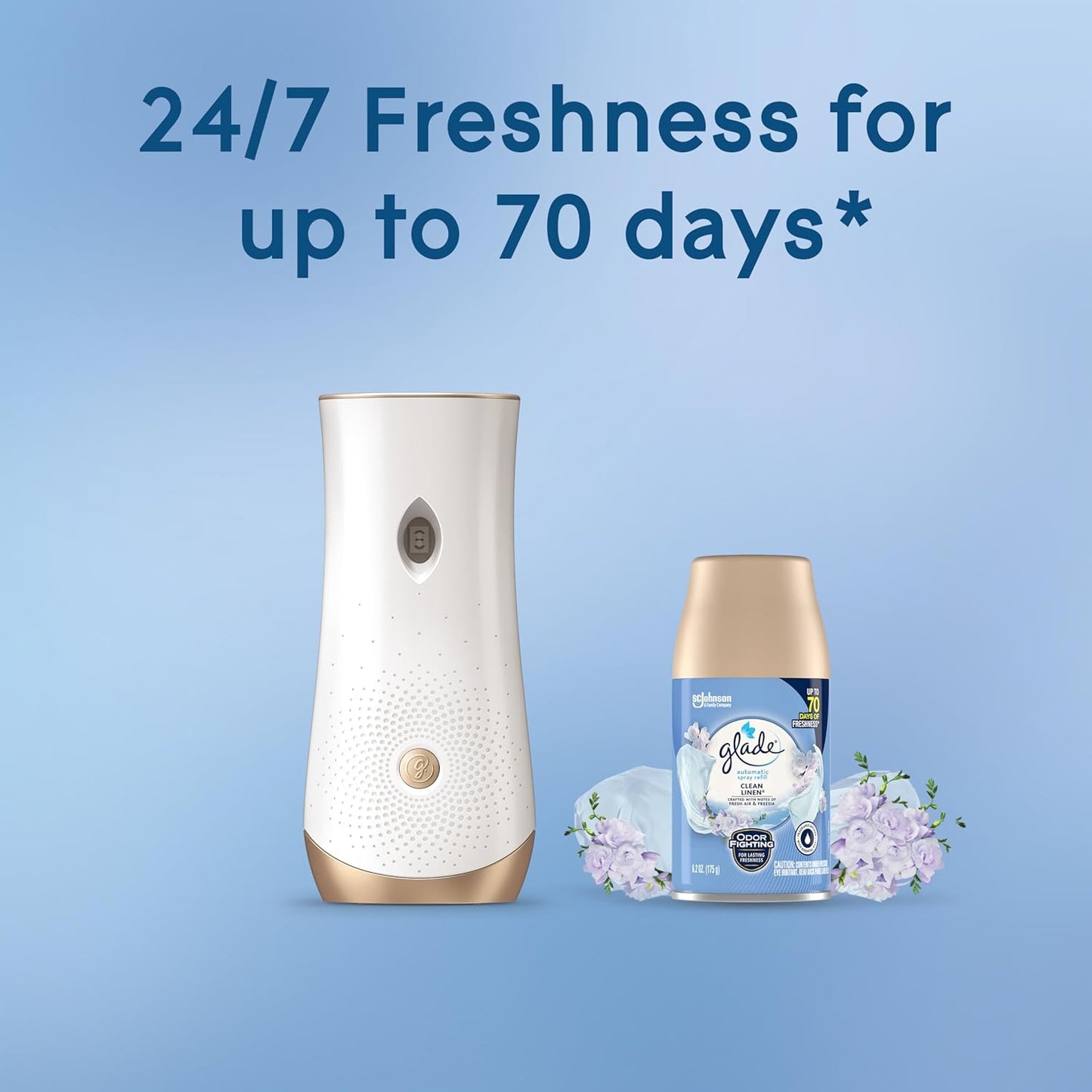 Glade Automatic Spray Air Freshener Refill, Scented Air Freshener for Home and Bathroom, Clean Linen, 6.2 Oz, 3 Count