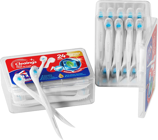 Mini Disposable Toothbrush Set with Toothpaste – Travel Essentials, Portable Toothbrush for Women & Men, Camping, Road Trip, Vacation, 24 Count-Intense Mint Flavor（Pack of 1）