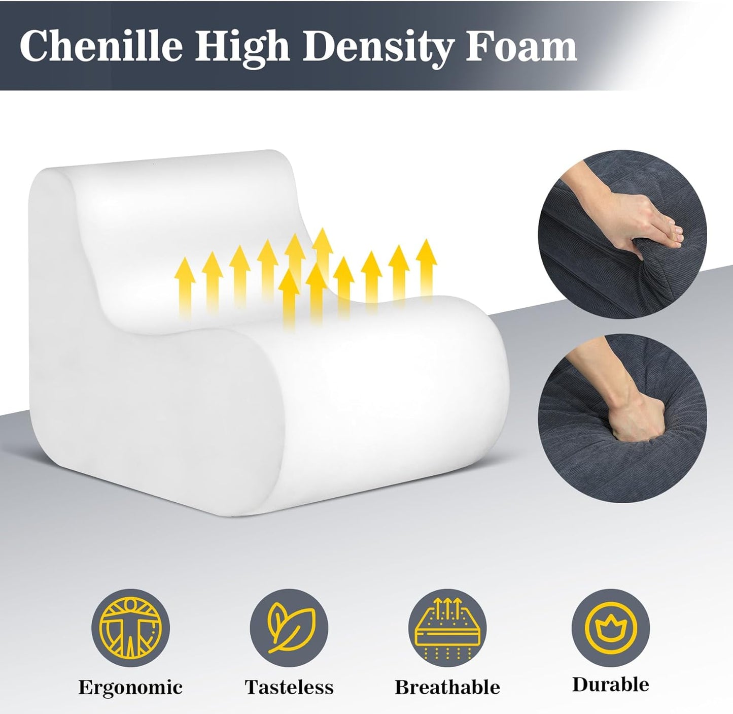 Bean Bag Chair, Fireside Bean Bags Lazy Sofa Sack, Big Beanbag Chair Floor Couch, Memory Foam Lounge Chair for Bedroom, Living Room, Office and Home (Gray)