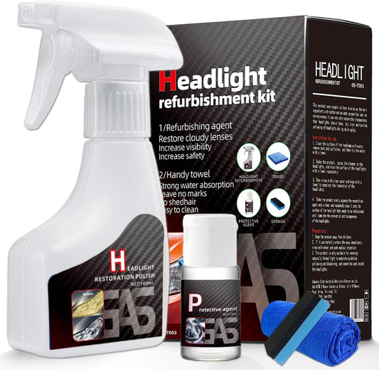 Car Headlight Restoration Polishing Kits Headlamp Repair Kits Car Light Polisher Cleaning Kits Ceramic Coating Spray Shiny Stuff Headlight Cleaner-6.3Fl.Oz