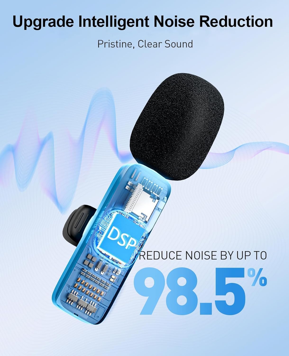 3-in-1 Mini Microphone for iPhone: Wireless Lavalier Microphones for iOS/Android/Camera - Noise Reduction Lapel Mic forLive Stream - HiDefSound for Video Mavericks - Texture Black