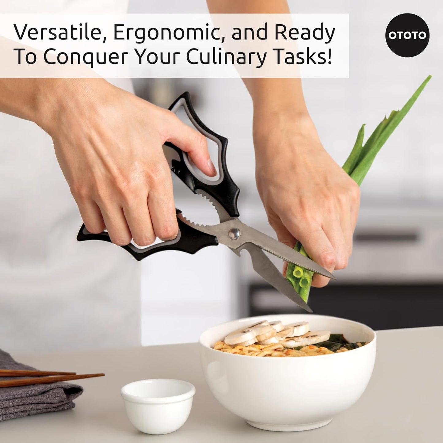 OTOTO Elizabat Kitchen Scissors - Halloween Goth Cute Bat Kitchen Shears, Gothic Scissors Utensils - Spooky Bats Halloween Gifts, Cute Gadgets