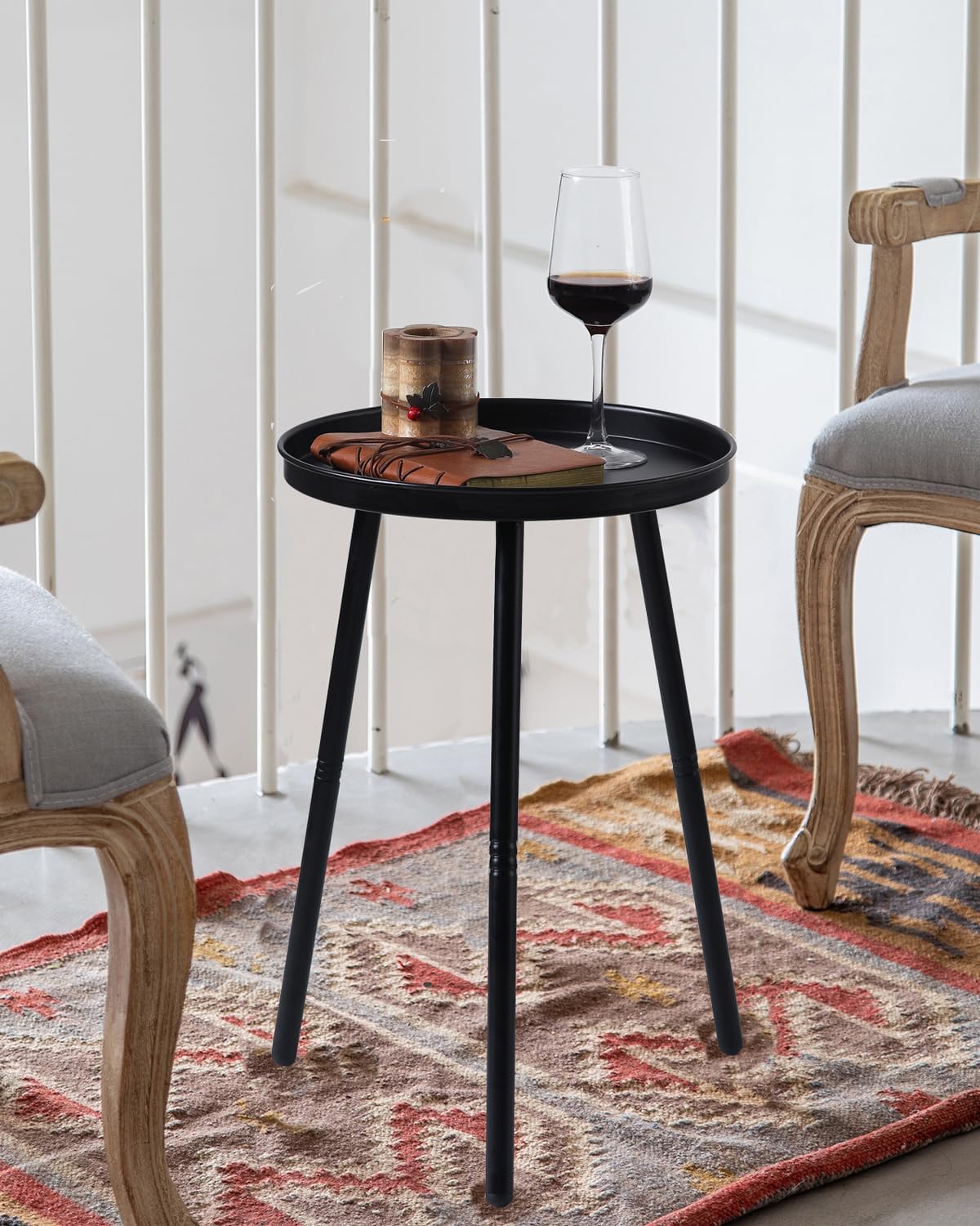AOJEZOR Side Table: End Table for Any Room - Small Side Tables for Small Spaces All Matte Black with 3 Legged