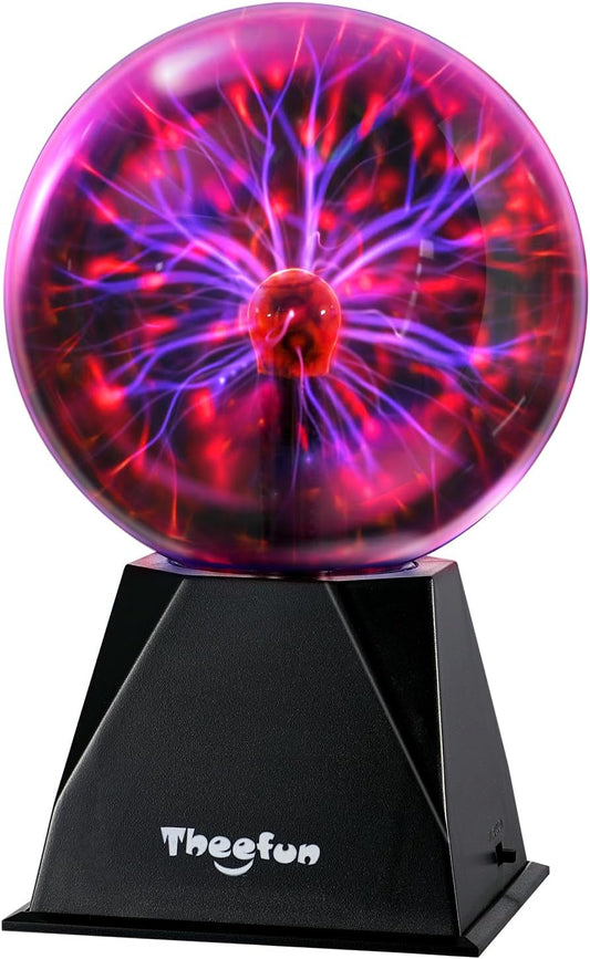 Theefun Plasma Ball: 6 Inch Plasma Globe Touch & Sound Sensitive Ball Lamp Electric Lightning Novelty Light for Parties, Home, Prop, Room Decoration, Christmas Gifts