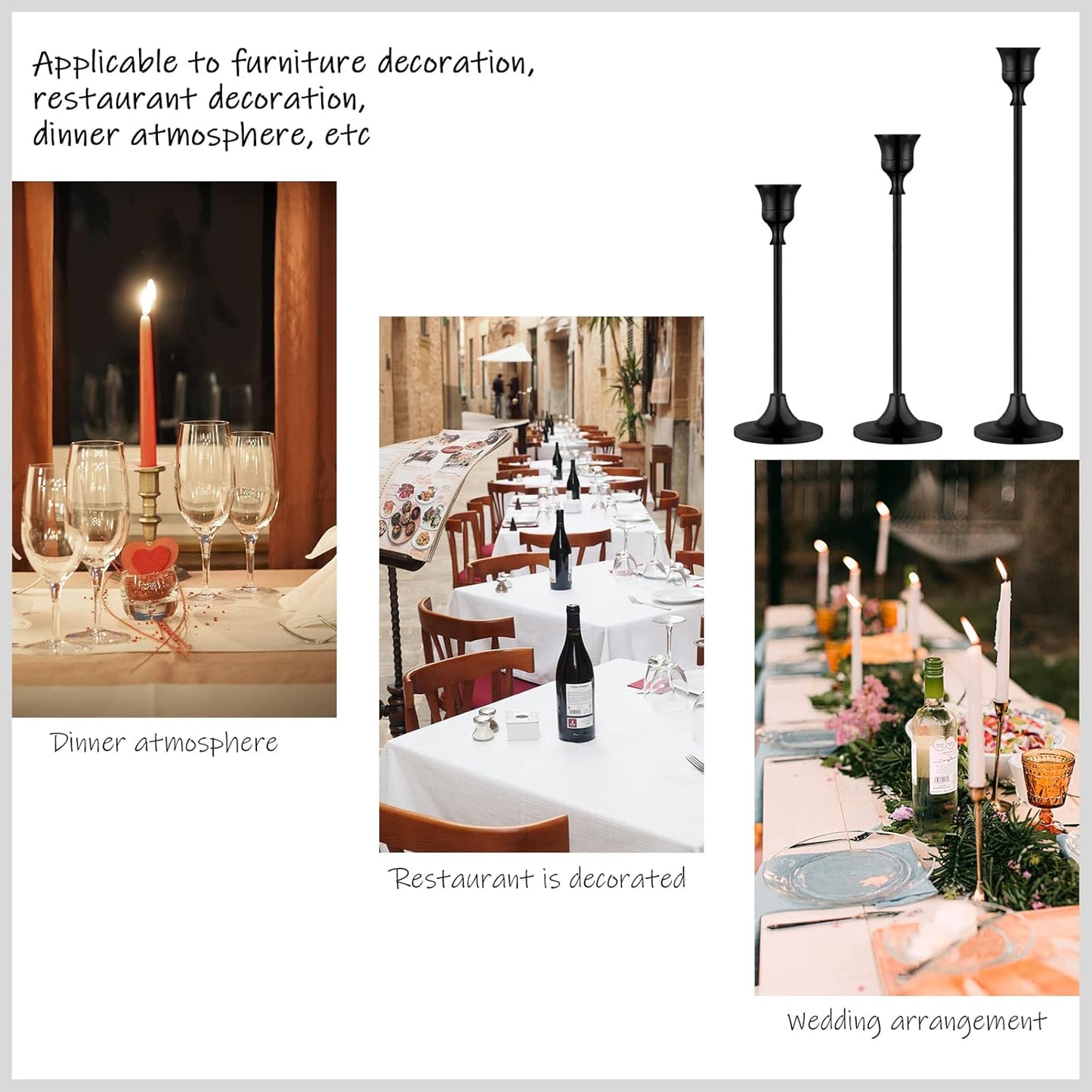 Candlestick Holders,Taper Candle Holder for Candlesticks Black Candelabra Candle Holders Vintage Candle Stick Candle Holder for Fireplace Party Dining Home