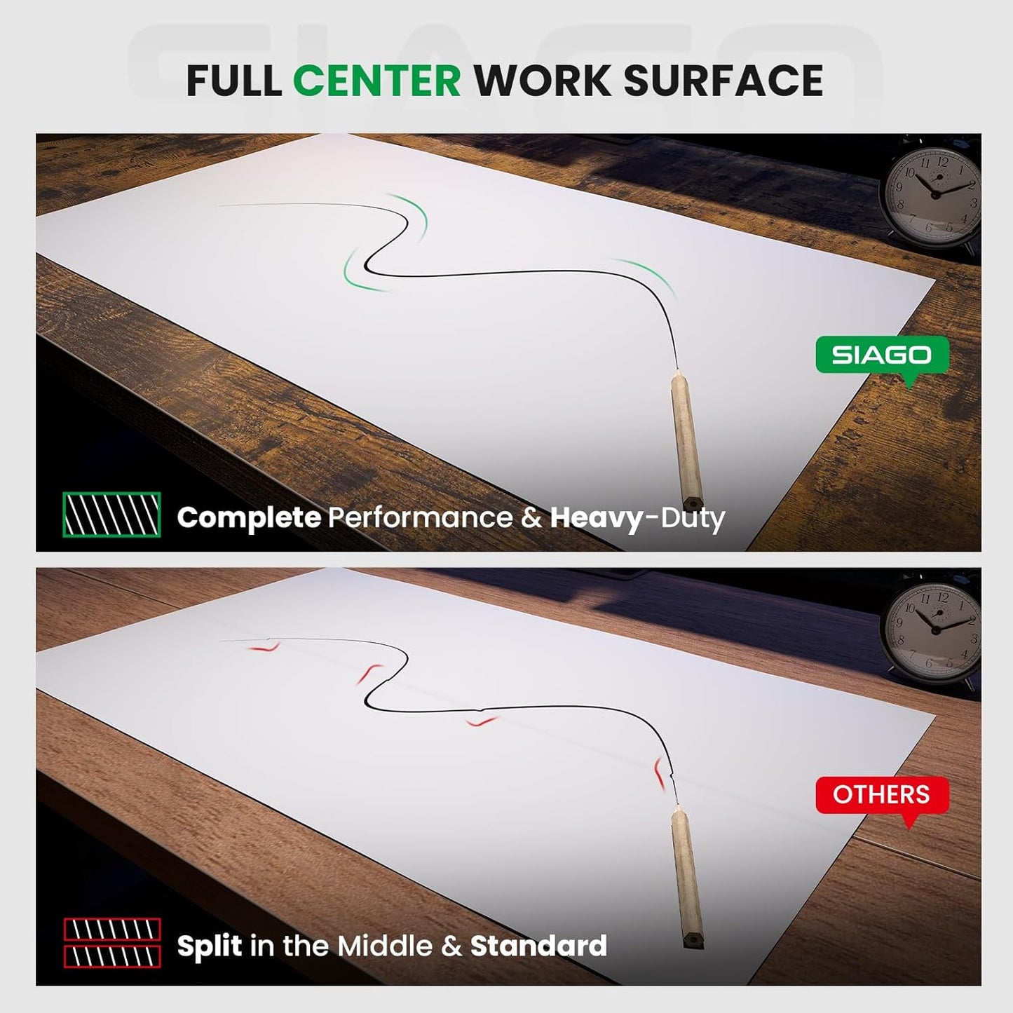 SIAGO Electric Standing Desk Adjustable - 63 x 24 Inch Sit Stand up Desk with Cable Management - 3 Memory Preset Adjustable Height Table