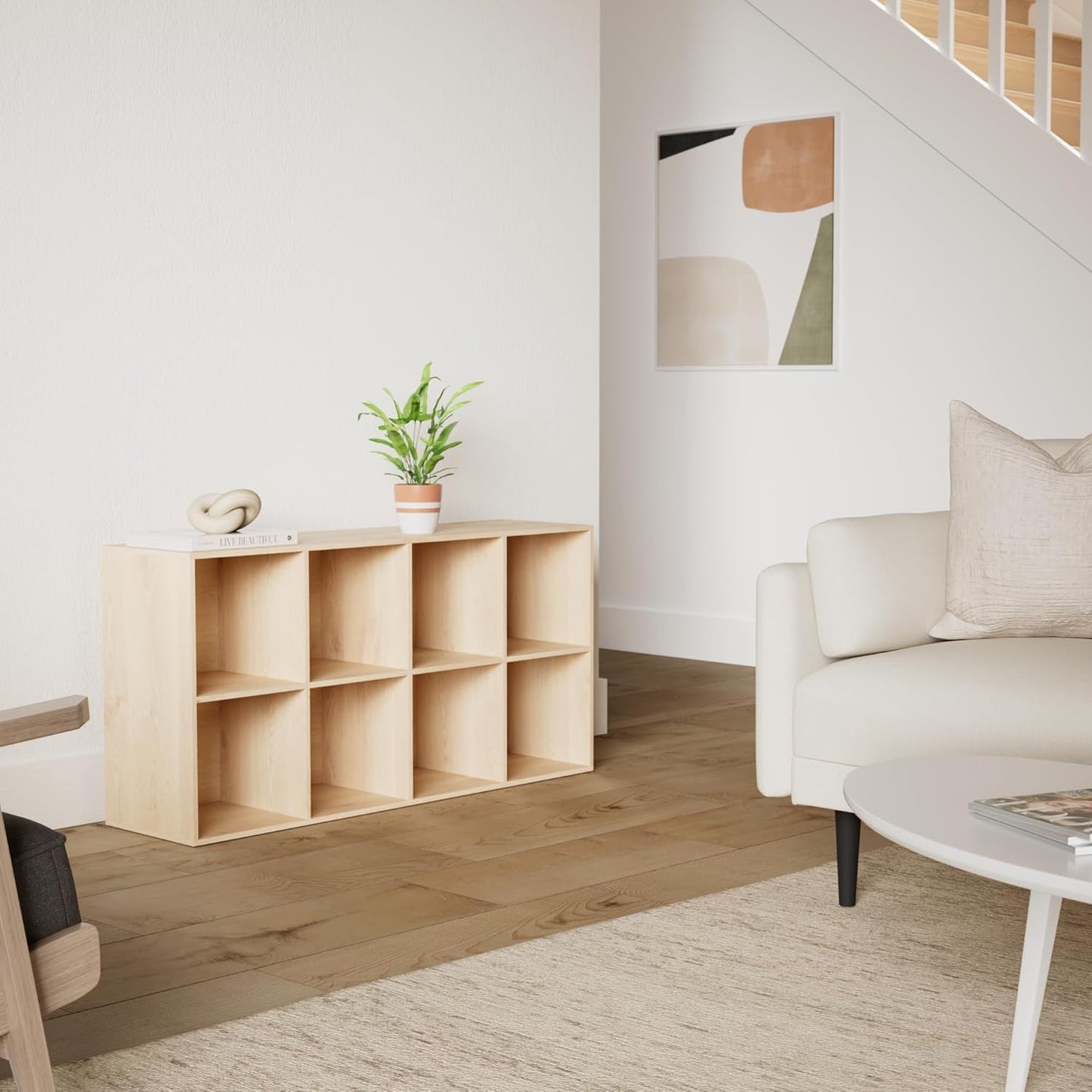 Best Choice Products 8-Cube Storage Organizer, 11in Shelf Opening, Bookcase, Display Shelf, Customizable w/ 3 Removable Back Panels – Light Oak