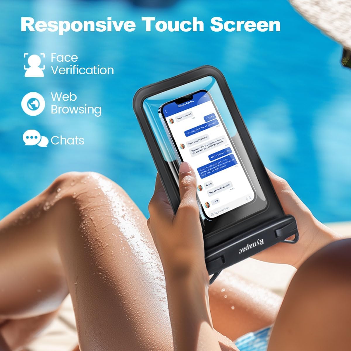 Large Waterproof Phone Pouch Bag - 2 Pack Waterproof Phone Case for iPhone 16 15 14 Pro Max Galaxy S25 S24 Ultra, IPX8 Cellphone Water Protector Pouch Beach Essentials Travel Must Haves