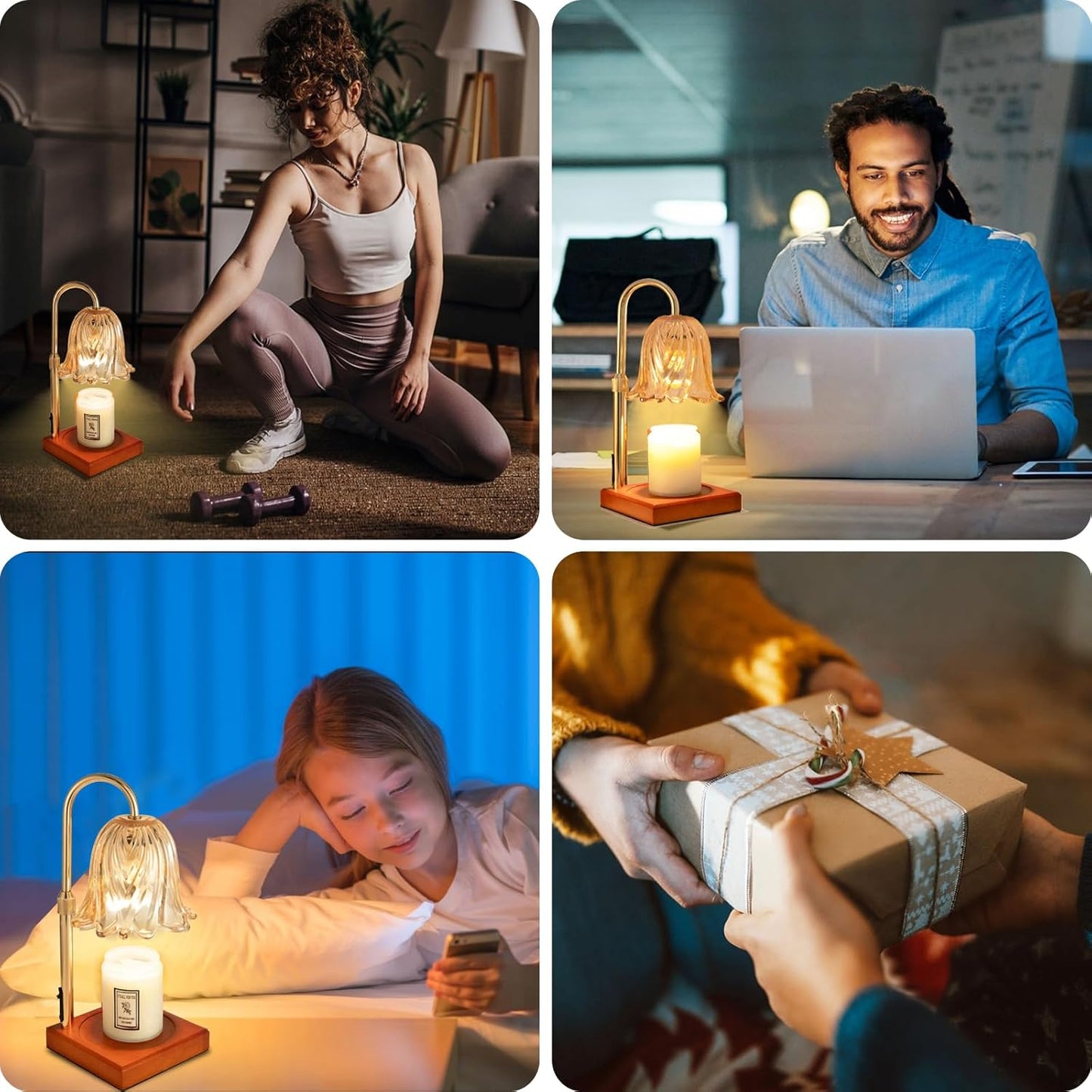 Candle Warmer Lamp with Timer Dimmable, Birthday Gifts for Women Mom, House Warming Gifts New Home Decor, Wax Melt Warmer for Jar Candles with 2 Bulbs