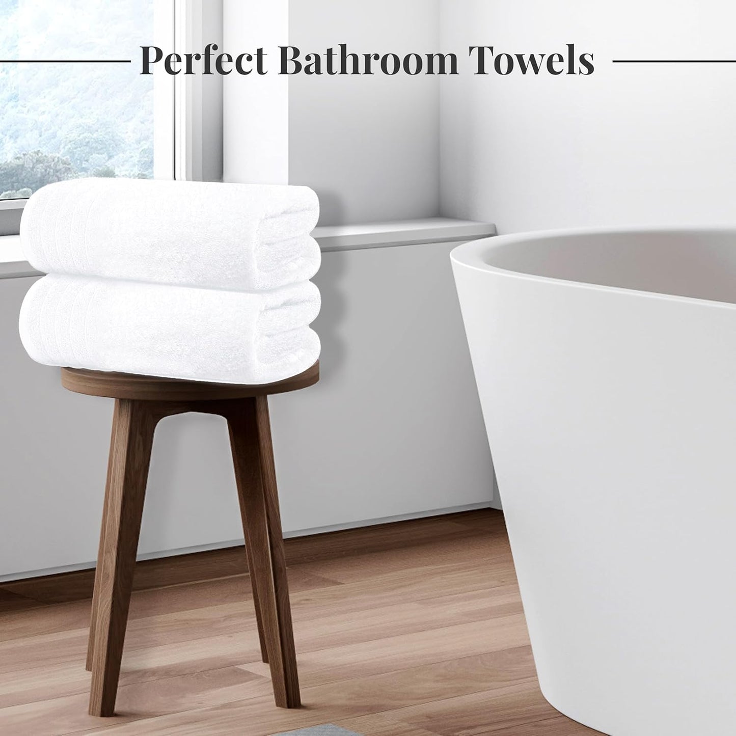 Tens Towels Pack of 4 Extra Large Bath Towels 30 x 60 Inches, 100% Cotton, Larger & Lighter Weight, Quicker to Dry, Super Soft and Absorbent, Perfect for Bathroom, White