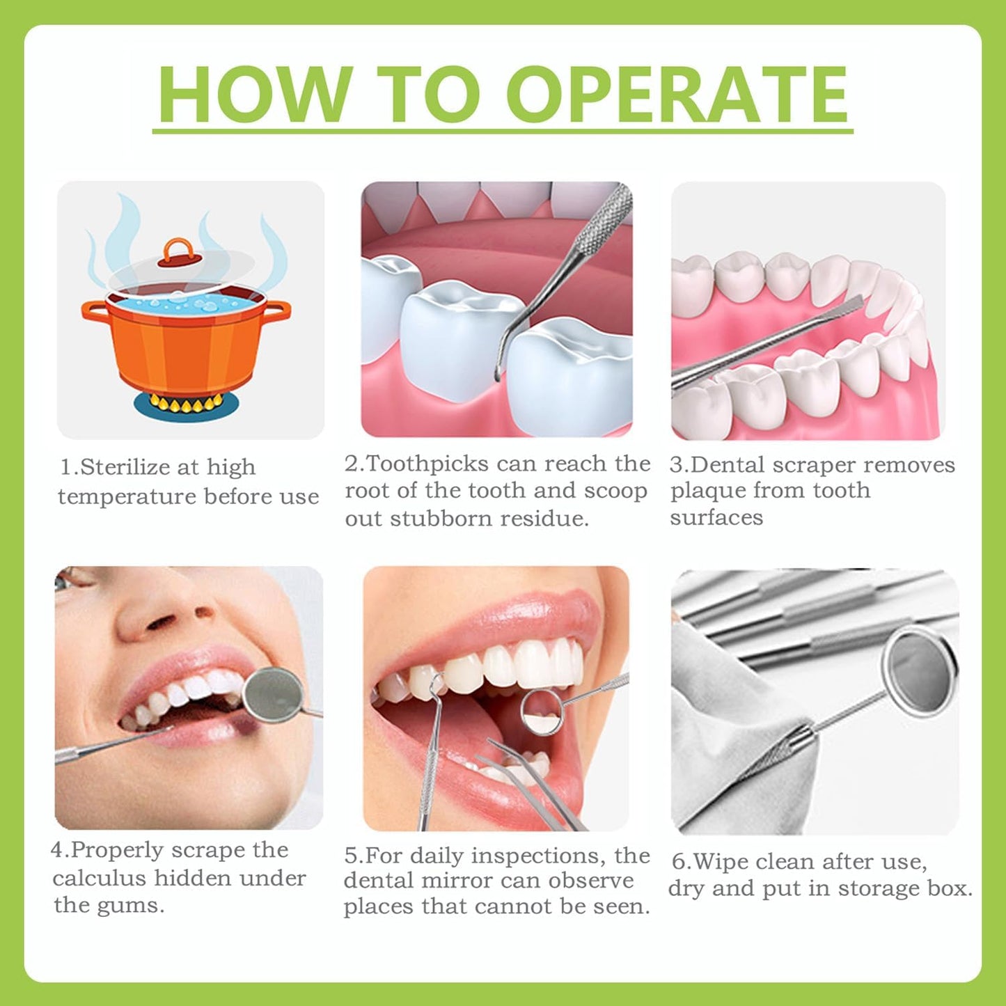 Dental Tools, Professional Teeth Cleaning Oral Care Hygiene Kit, Stainless Steel Dental Pick Tooth Scraper Tartar Plaque Remover for Dentist, Personal, Pet Use with Storage Box