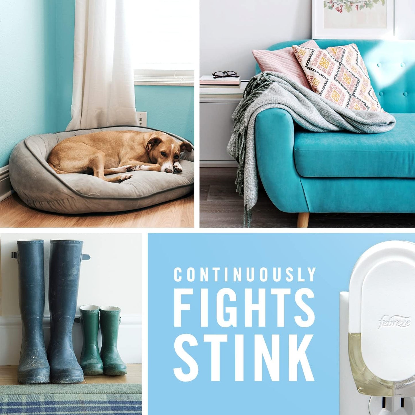 Febreze Plug In Air Freshener, Odor-Fighting Scented Oil Refill, Gain Moonlight Breeze, 3 Refills