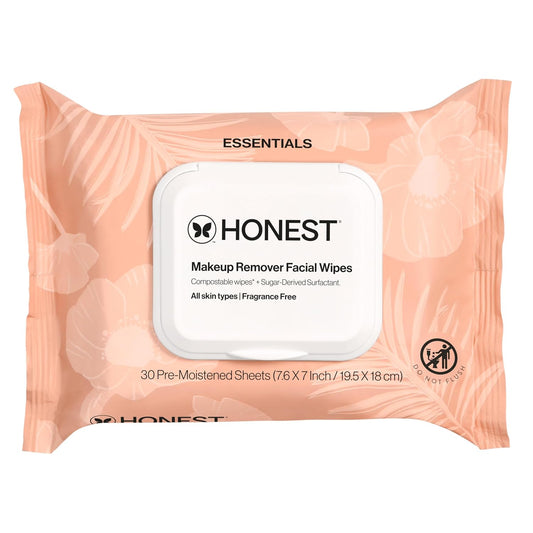 Honest Beauty Fragrance-Free Makeup Remover Wipes | Hypoallergenic, Plant-Based, 30 Count - Cart Shape