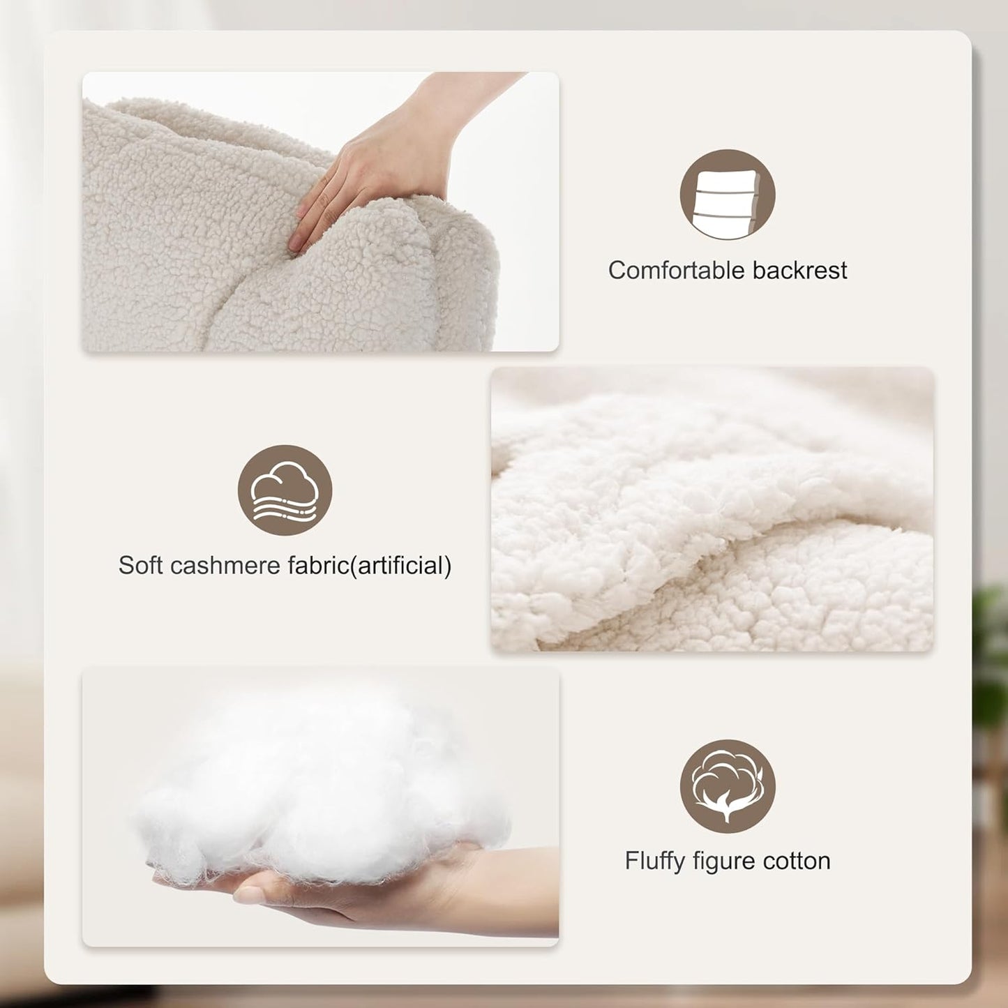 IWMH High-Back Home Office Chair,Upholstered Desk Chair with Armrests,Height Adjustable Armchair with Wheels, Swivel Office Desk Chair, Ergonomic Computer Task Chair, Leisure Armchair Cashmere(White)