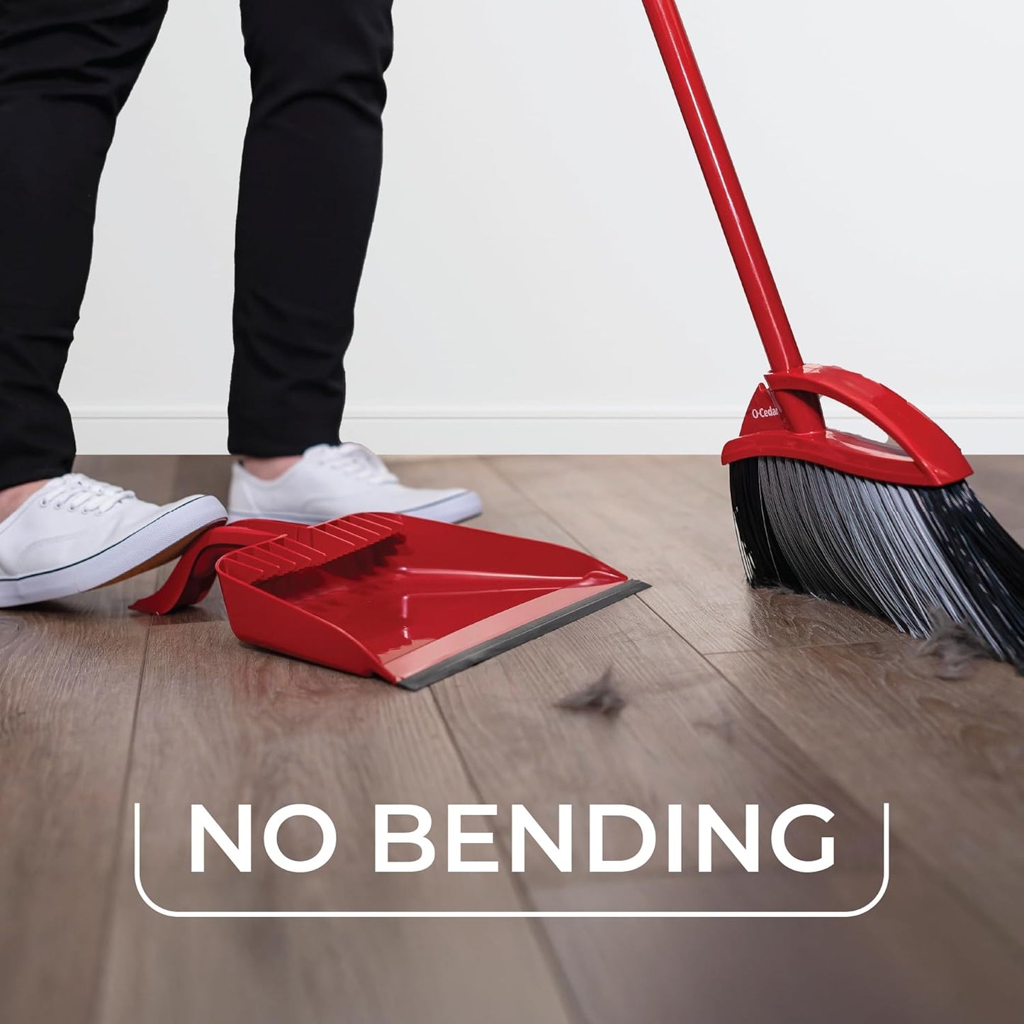 O-Cedar Pet Pro Broom with Step-On Dustpan | Remove 99% with One Sweep | DustPan Removes 3 Times More Pet Hair | Quiet Cleaning Tool for Cat and Dog Owners