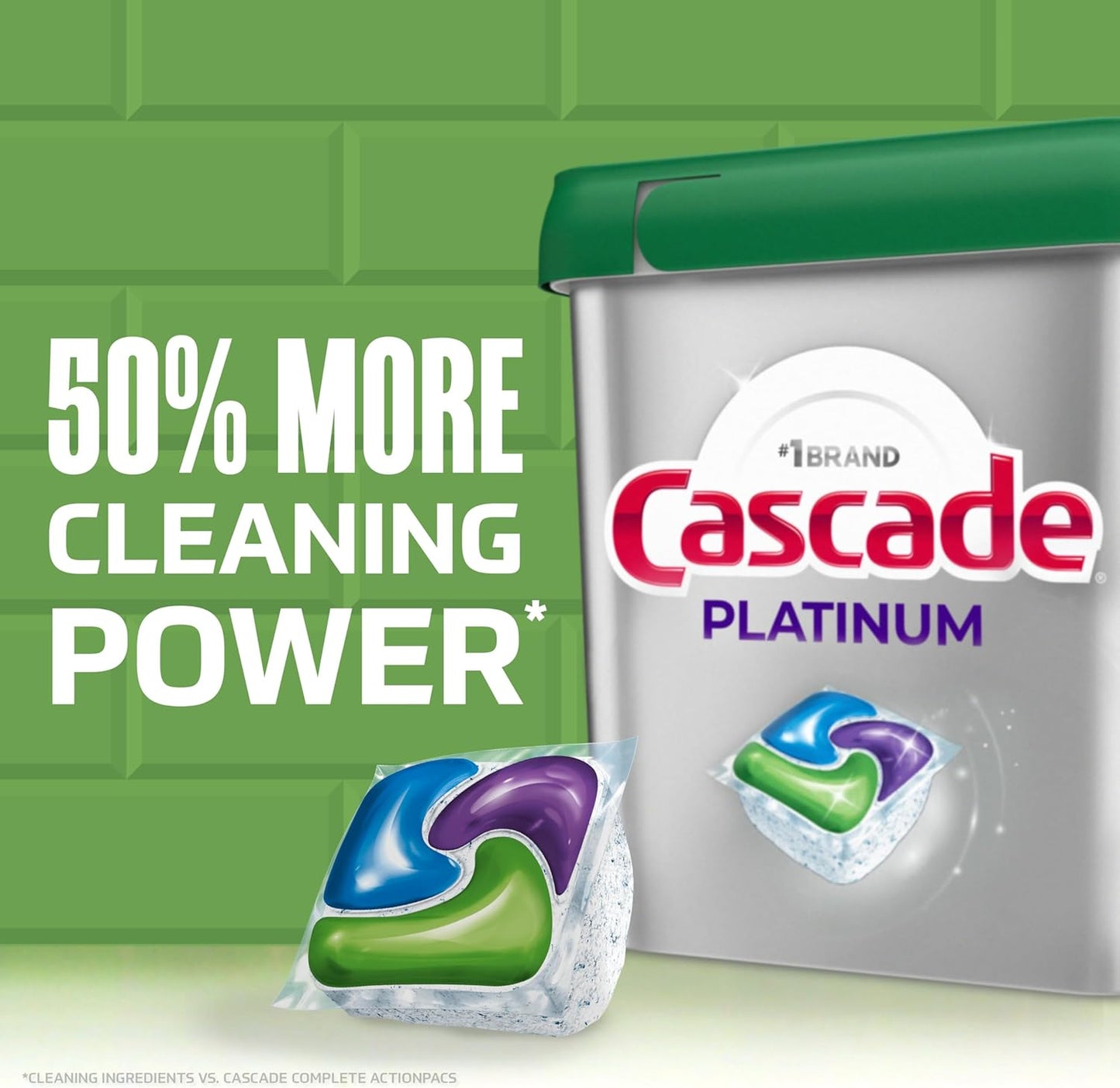 Cascade Platinum + Oxi Dishwasher Pods, Dishwasher Detergent, Dish Detergent Soap, Fresh, 59 Count