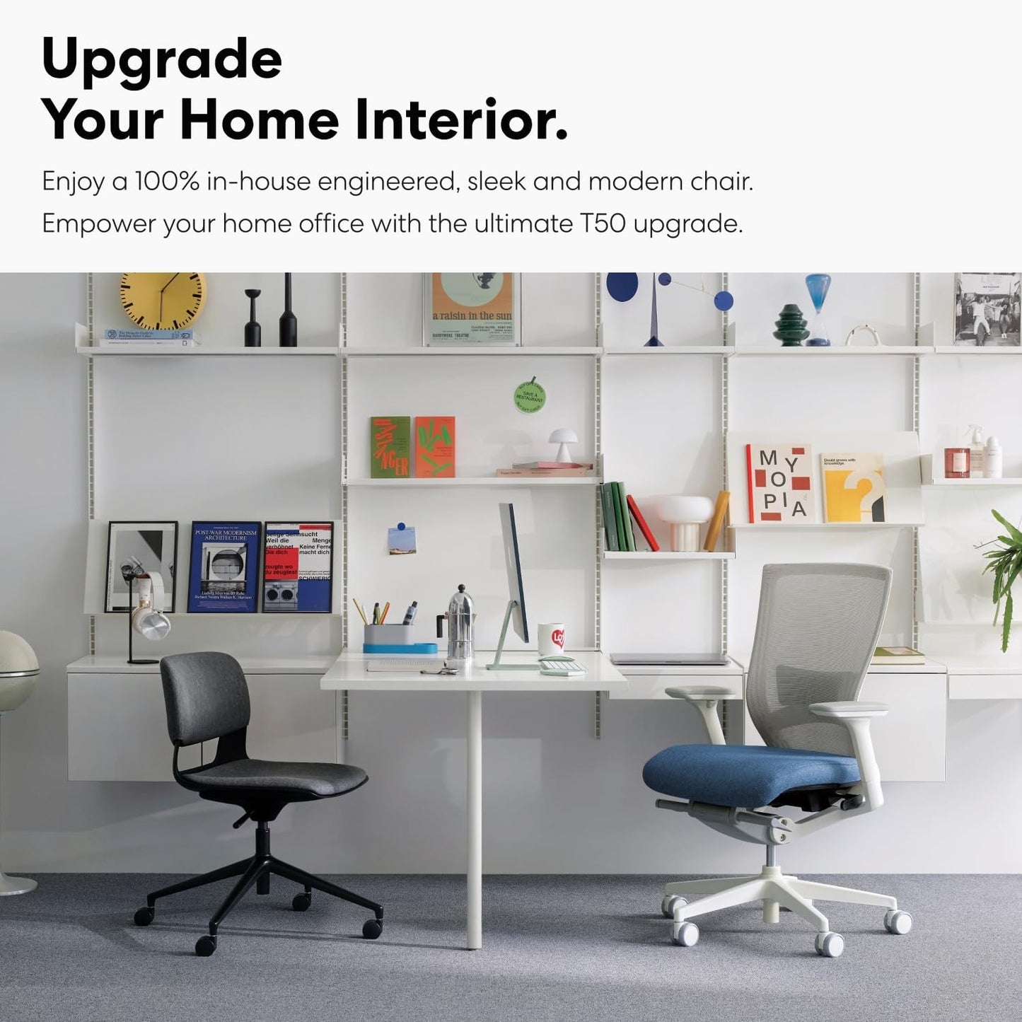 SIDIZ T50 Ergonomic Office Chair : High Performance Home Office Chair with Adjustable Headrest, Lumbar Support, 3D Armrest, Seat Depth, Mesh Back Computer Chair, Alternative Gaming Chair (Blue)