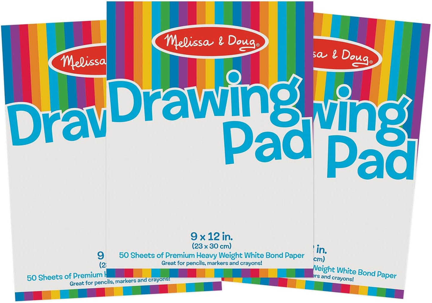 Melissa & Doug Drawing Paper, Sketch Pad, 3-Pack Bundle for Coloring, Writing or Painting (9 x 12 inches) - 50 Sheets Each, Kids Drawing Pad & Art Supplies for Kids Ages 3+ - FSC Certified