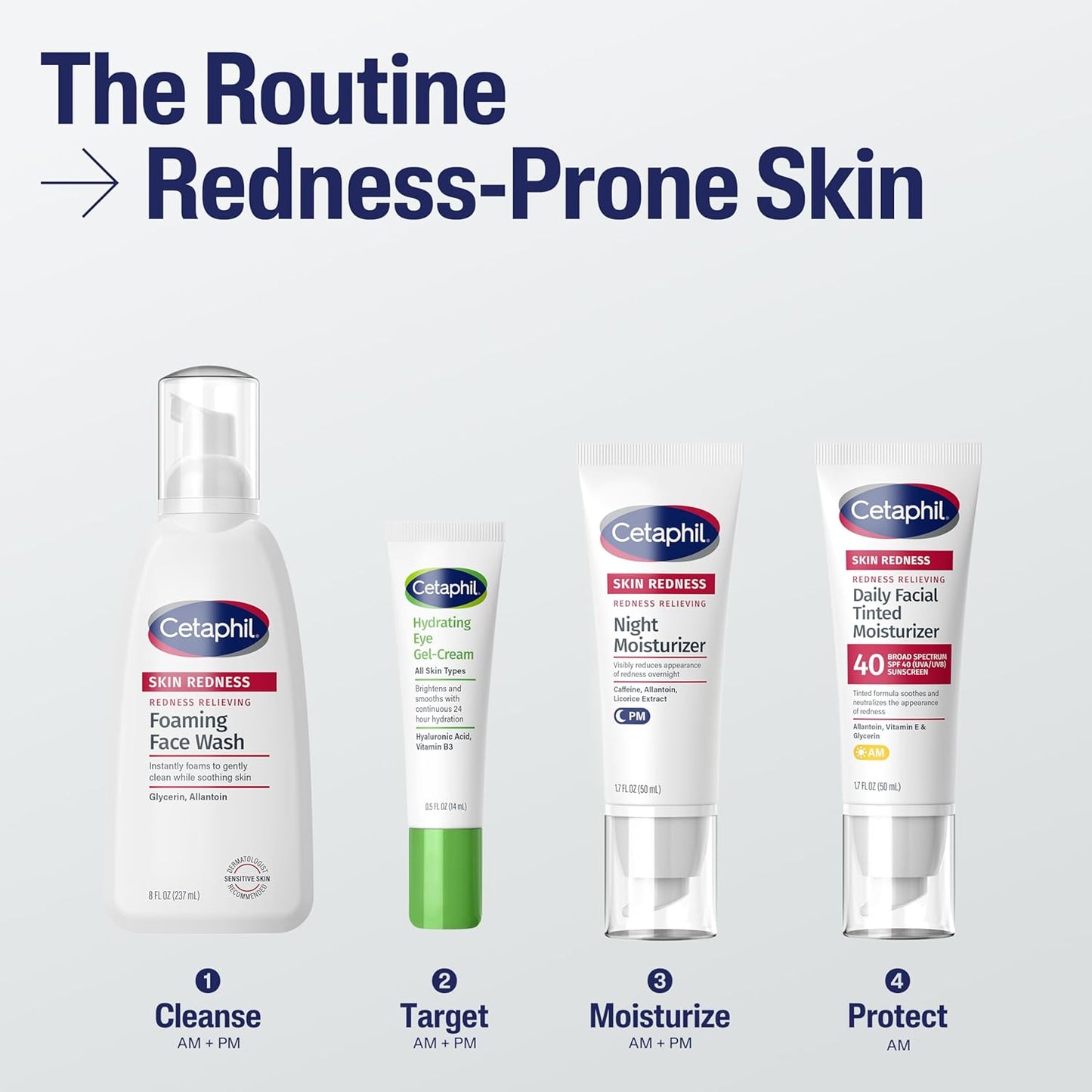 CETAPHIL Redness Relieving Daily Facial Moisturizer SPF 40, 1.7 fl oz, Broad spectrum Sunscreen, Neutral Tint, For Redness-Prone Skin